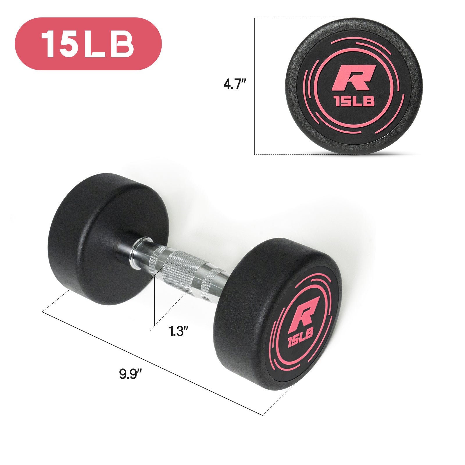 RitFit Pink PVC-Coated Round Dumbbells in Pairs