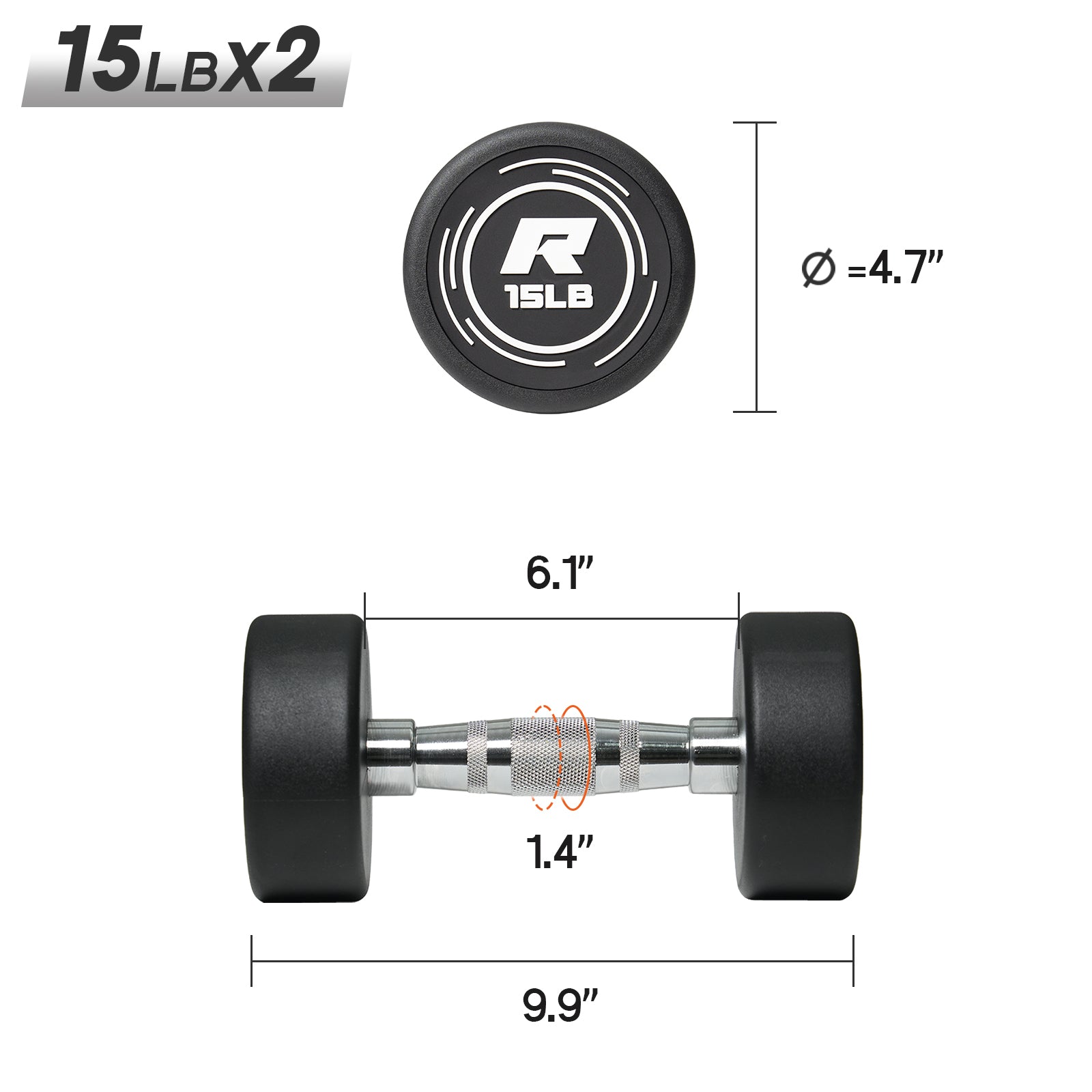 RitFit PVC Coated Round Head Dumbbells in Pairs - RitFit