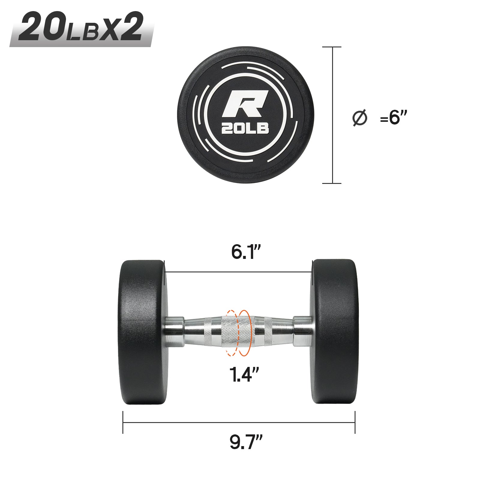 RitFit PVC Coated Round Head Dumbbells in Pairs - RitFit