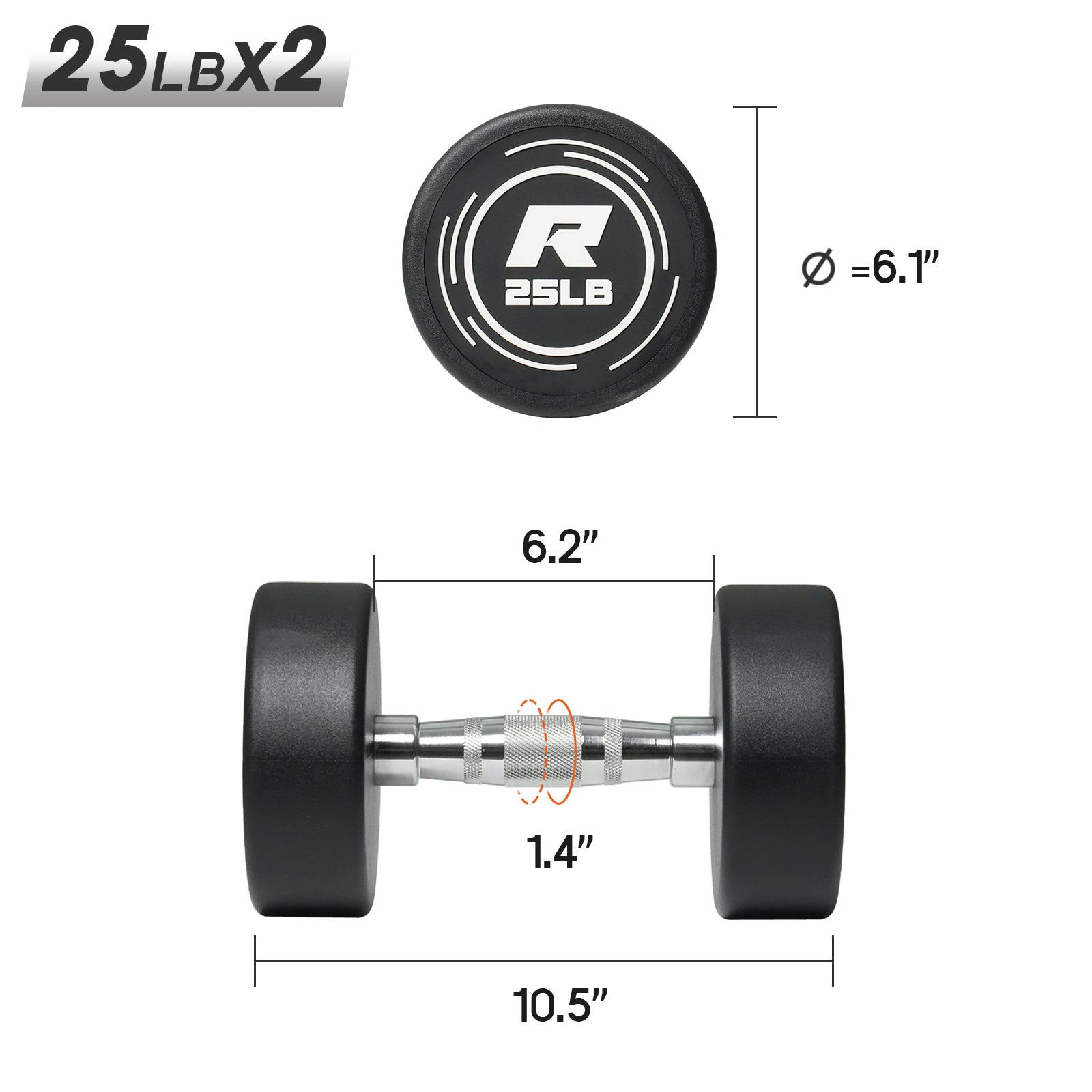 RitFit PVC Coated Round Head Dumbbells in Pairs - RitFit