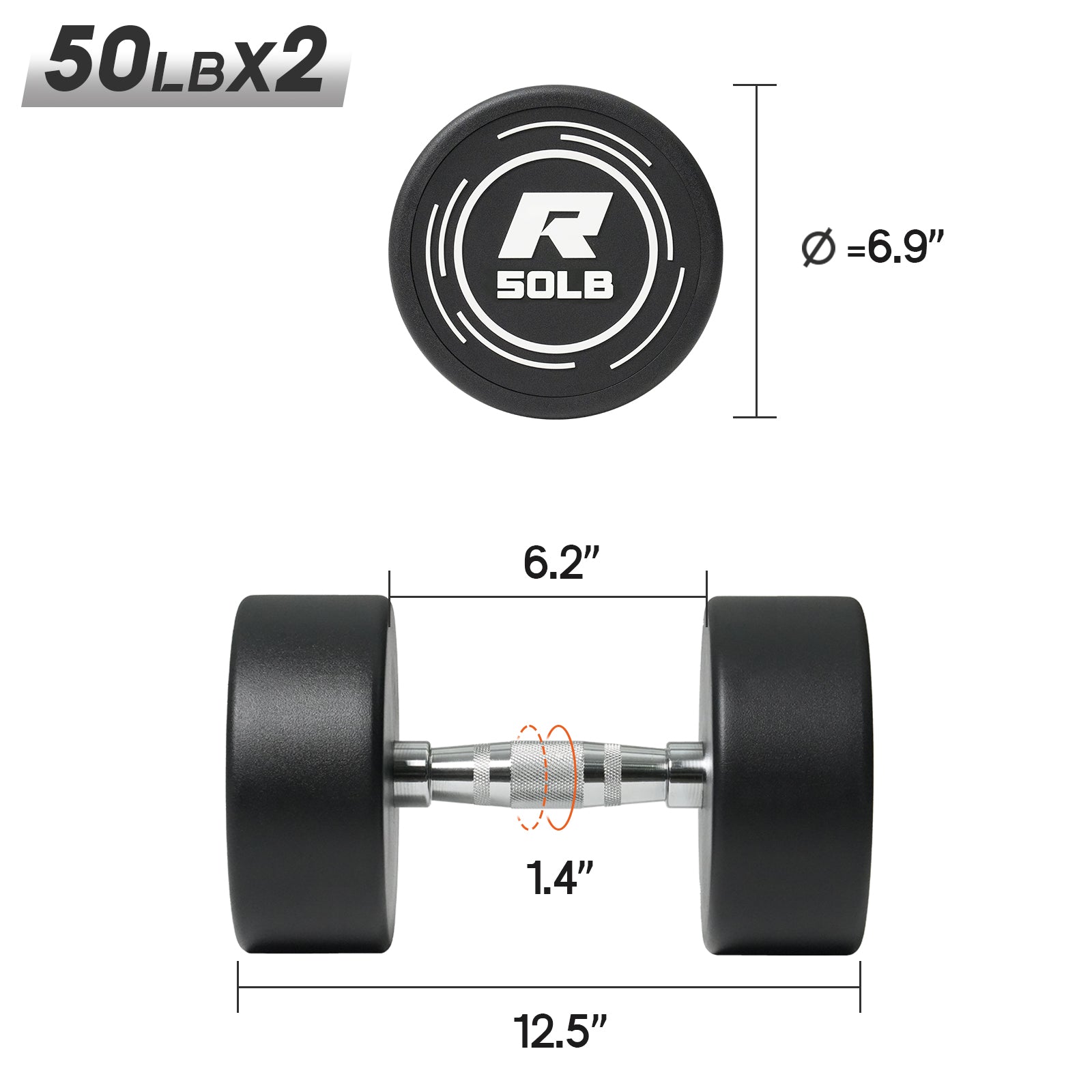 RitFit PVC Coated Round Head Dumbbells in Pairs - RitFit