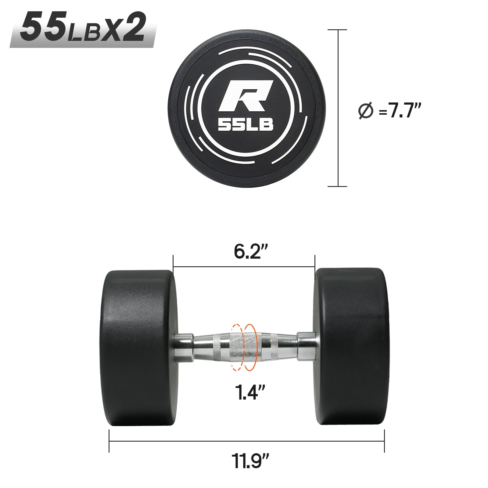 RitFit PVC Coated Round Head Dumbbells in Pairs - RitFit