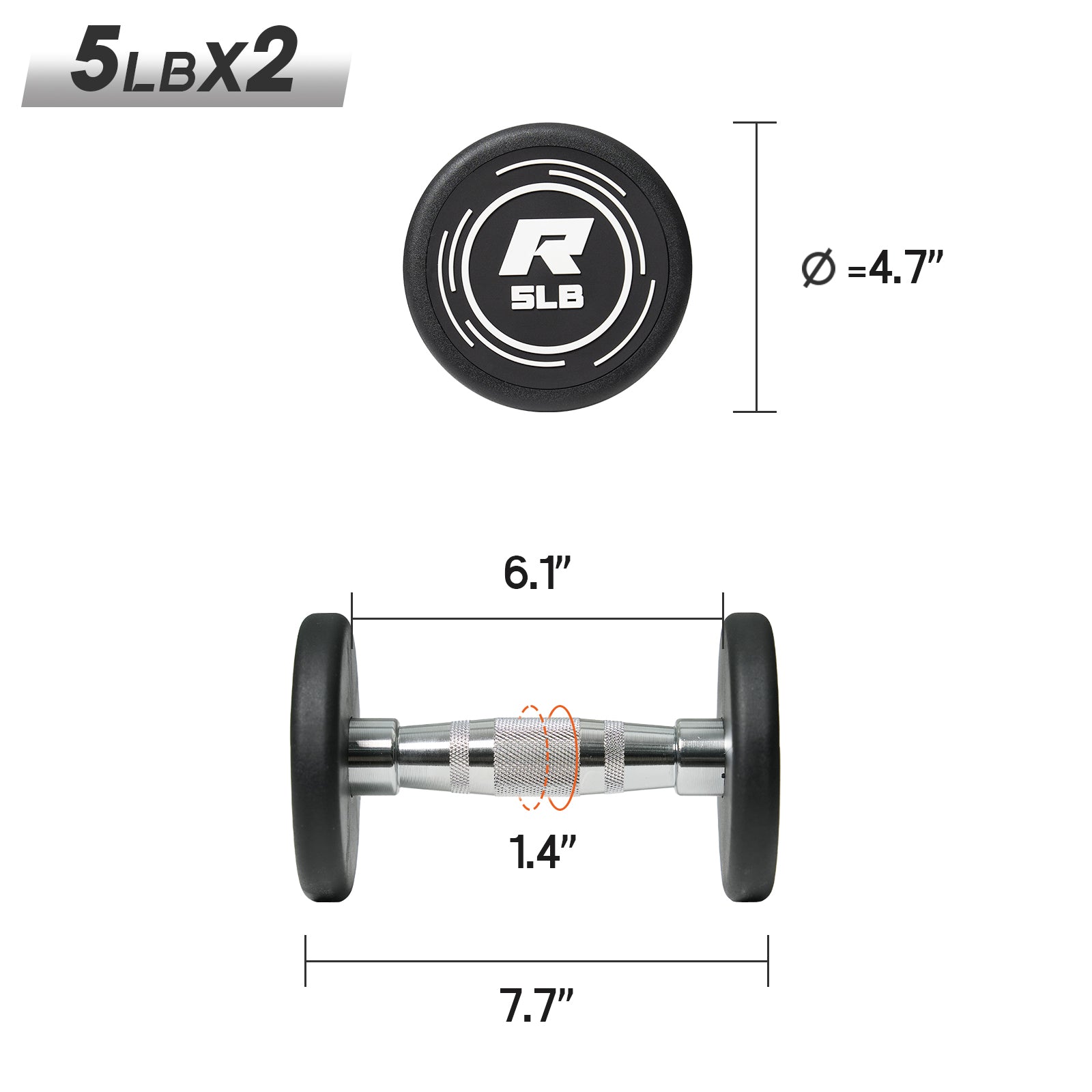 RitFit PVC Coated Round Head Dumbbells in Pairs - RitFit