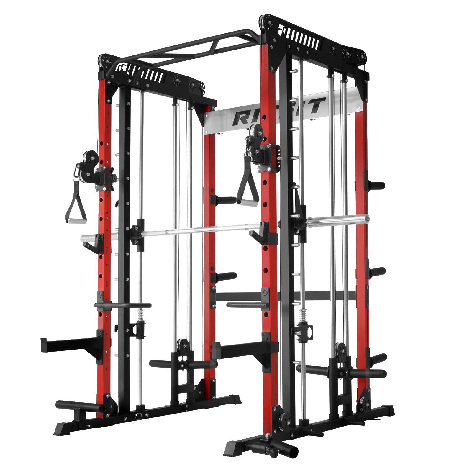 RitFit M1 Multi-Functional Smith Machine 2.0 with Cable Crossover System and Squat Rack for Home Gym