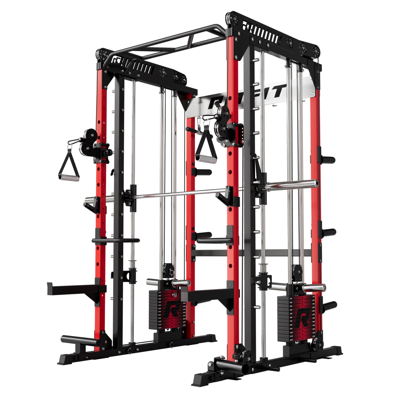 RitFit M1 Multi-Functional Smith Machine 2.0 with Cable Crossover System and Squat Rack for Home Gym