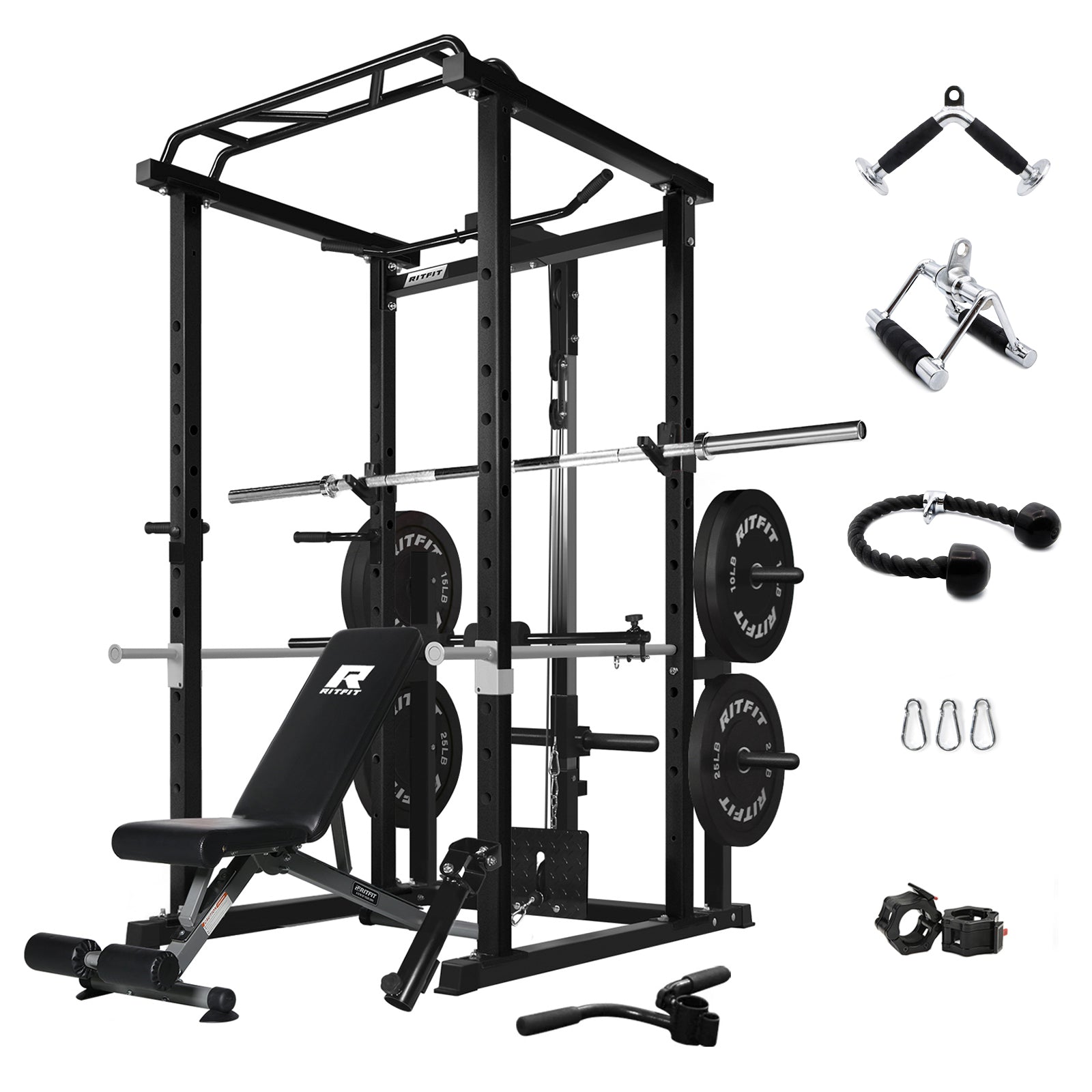 RitFit PPC02 Power Cage Home Gym Package with Optional LAT PullDown Attachment