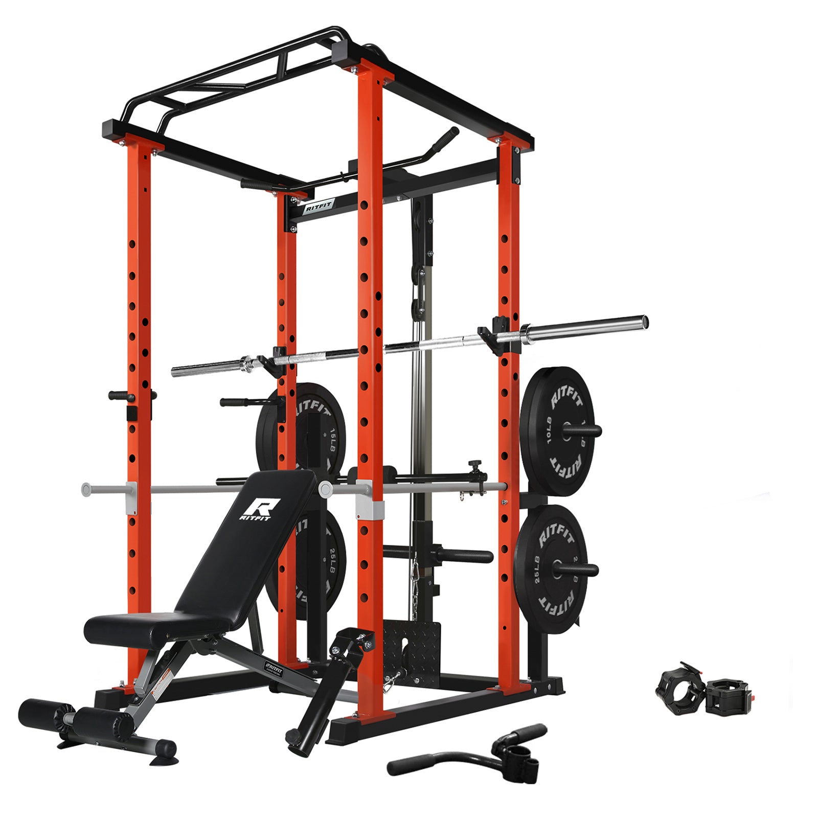 RitFit PPC02 Power Cage Home Gym Package with Optional LAT PullDown Attachment