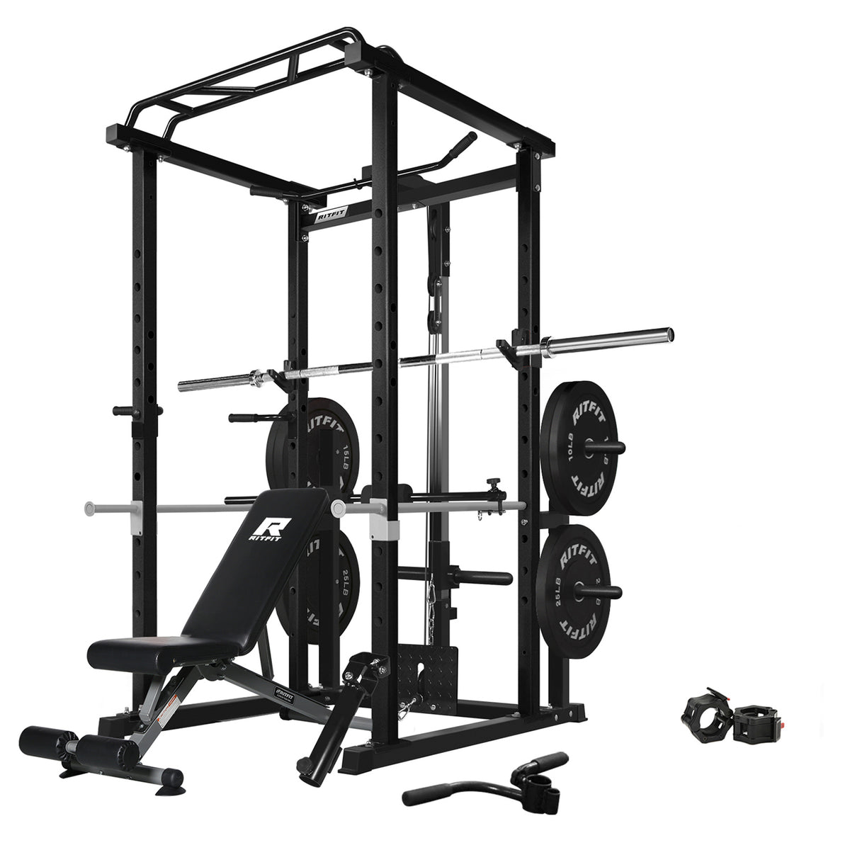 RitFit PPC02 Power Cage Home Gym Package with Optional LAT PullDown Attachment