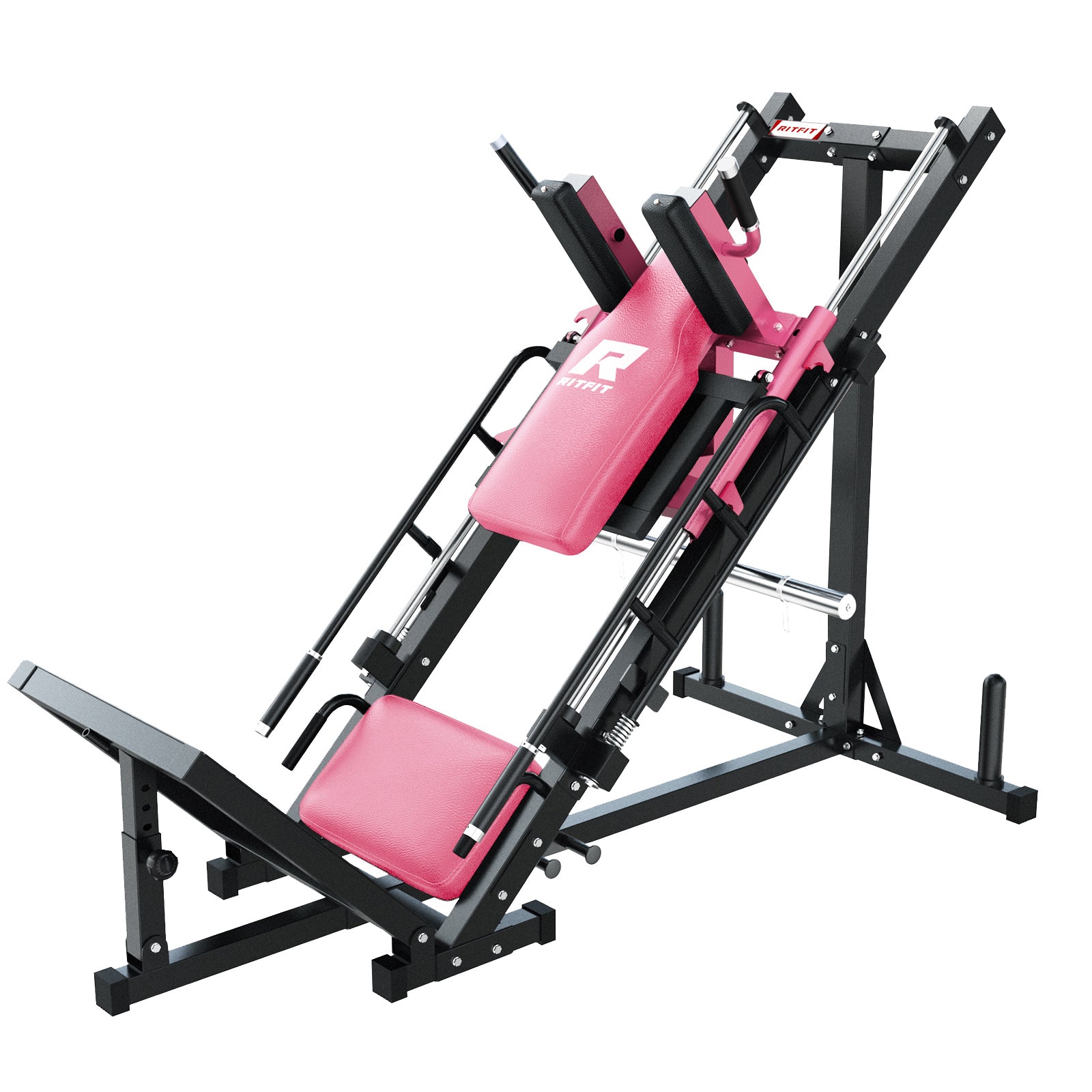 RitFit BLP01 45 Degree 3-In-1 Leg Press Hack Squat and Calf Raise Machine - Pink