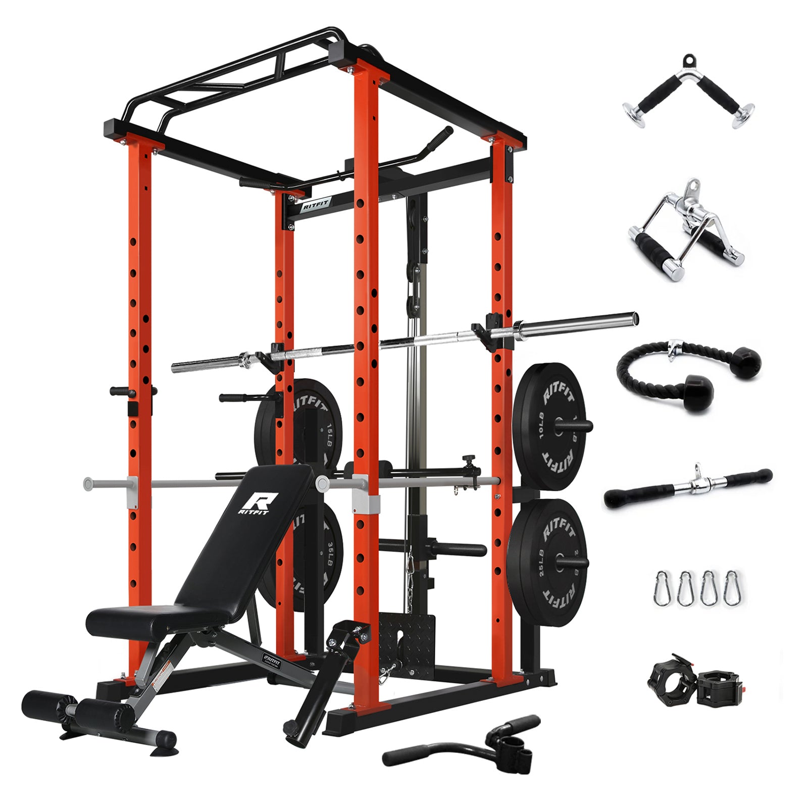 RitFit PPC02 Power Cage Home Gym Package with Optional LAT PullDown Attachment