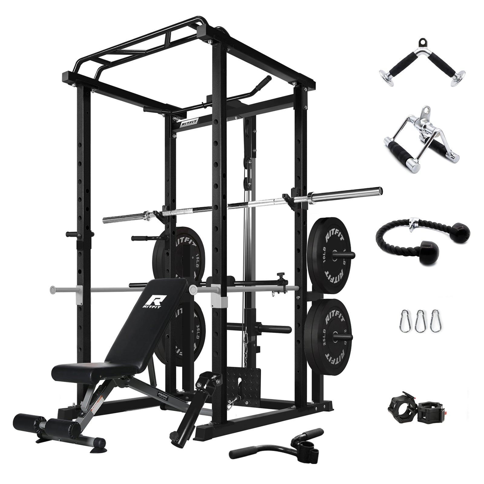 RitFit PPC02 Power Cage Home Gym Package with Optional LAT PullDown Attachment