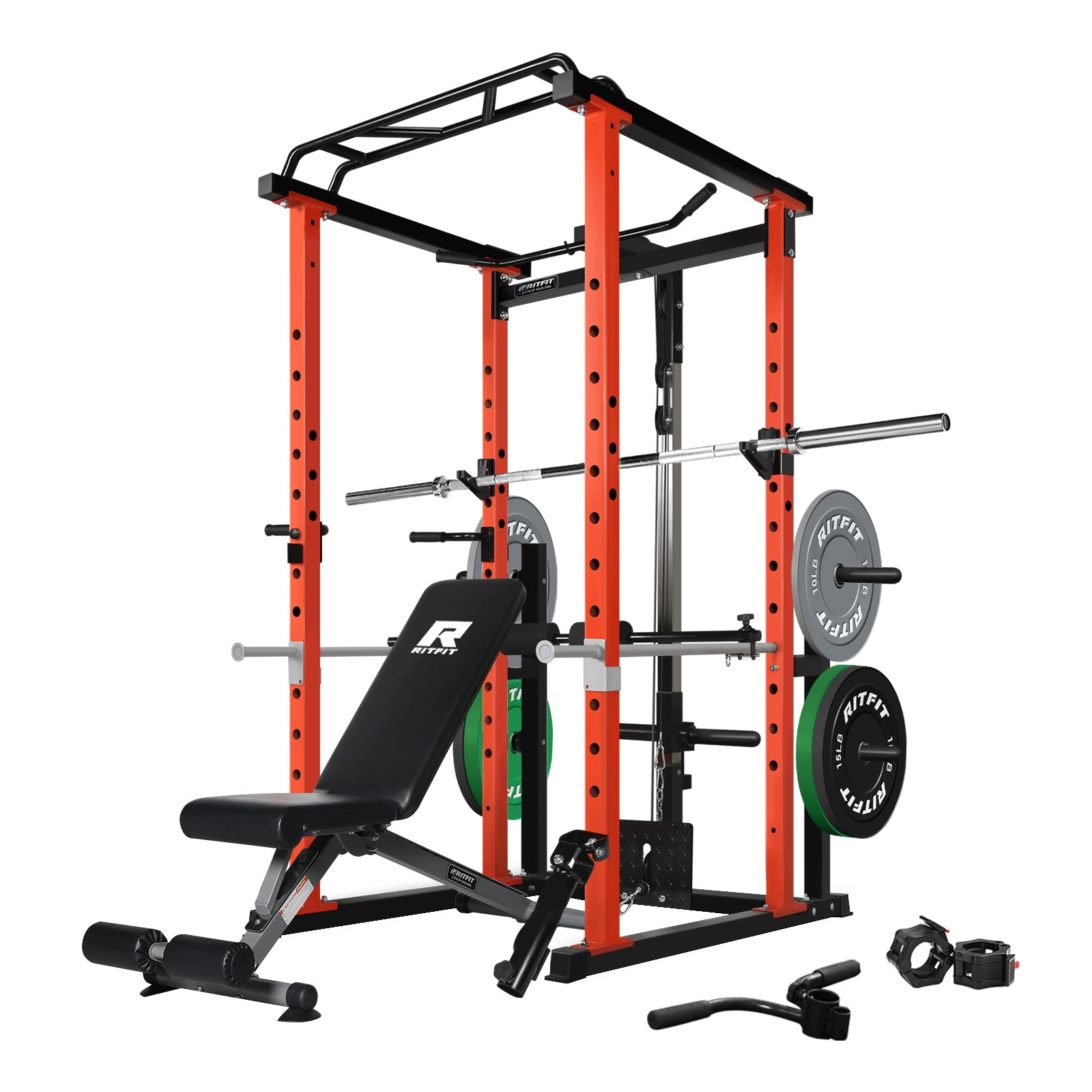 RitFit PPC02 Power Cage Home Gym Package with Optional LAT PullDown Attachment