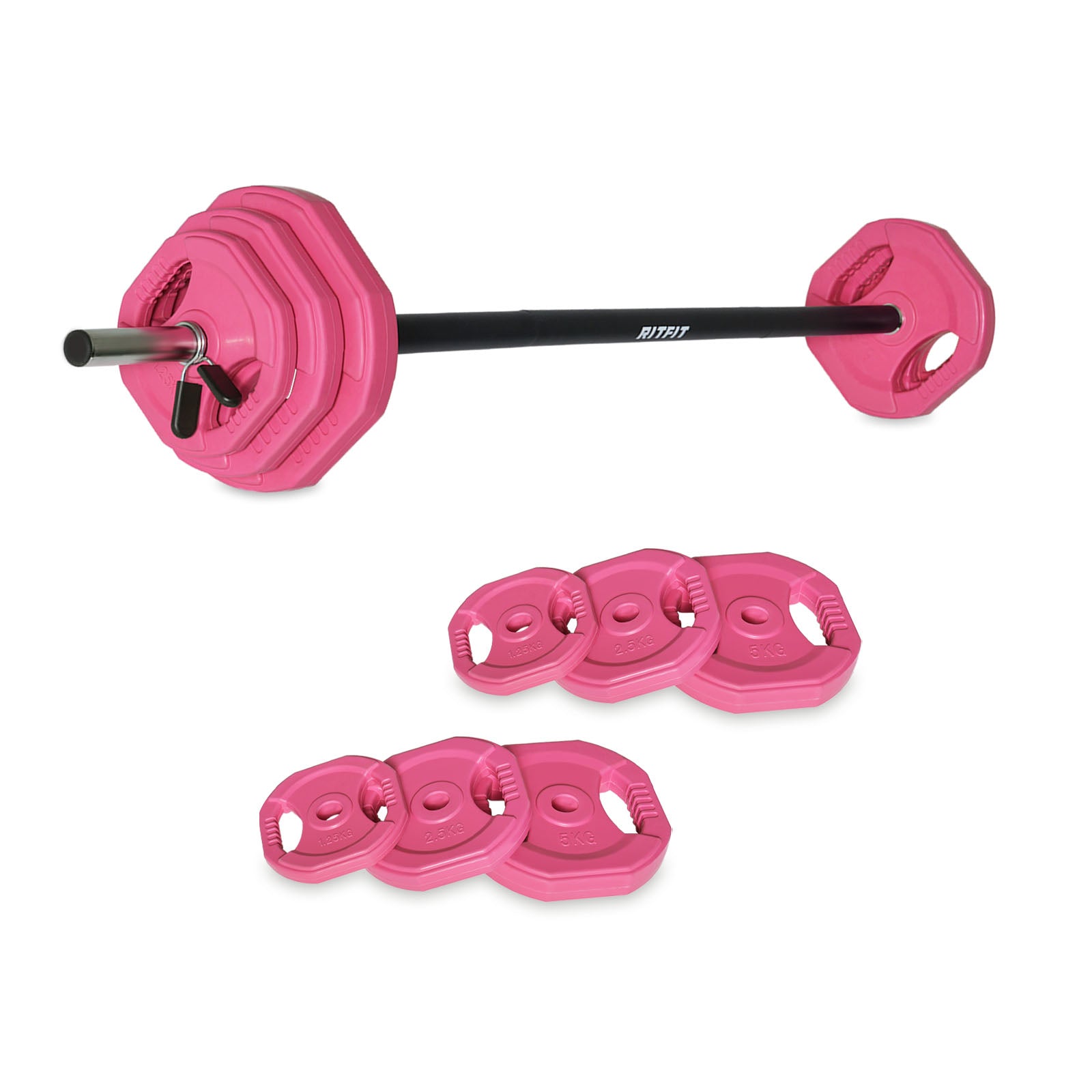 RitFit Pink Adjustable Barbell Weight 20Lbs Set