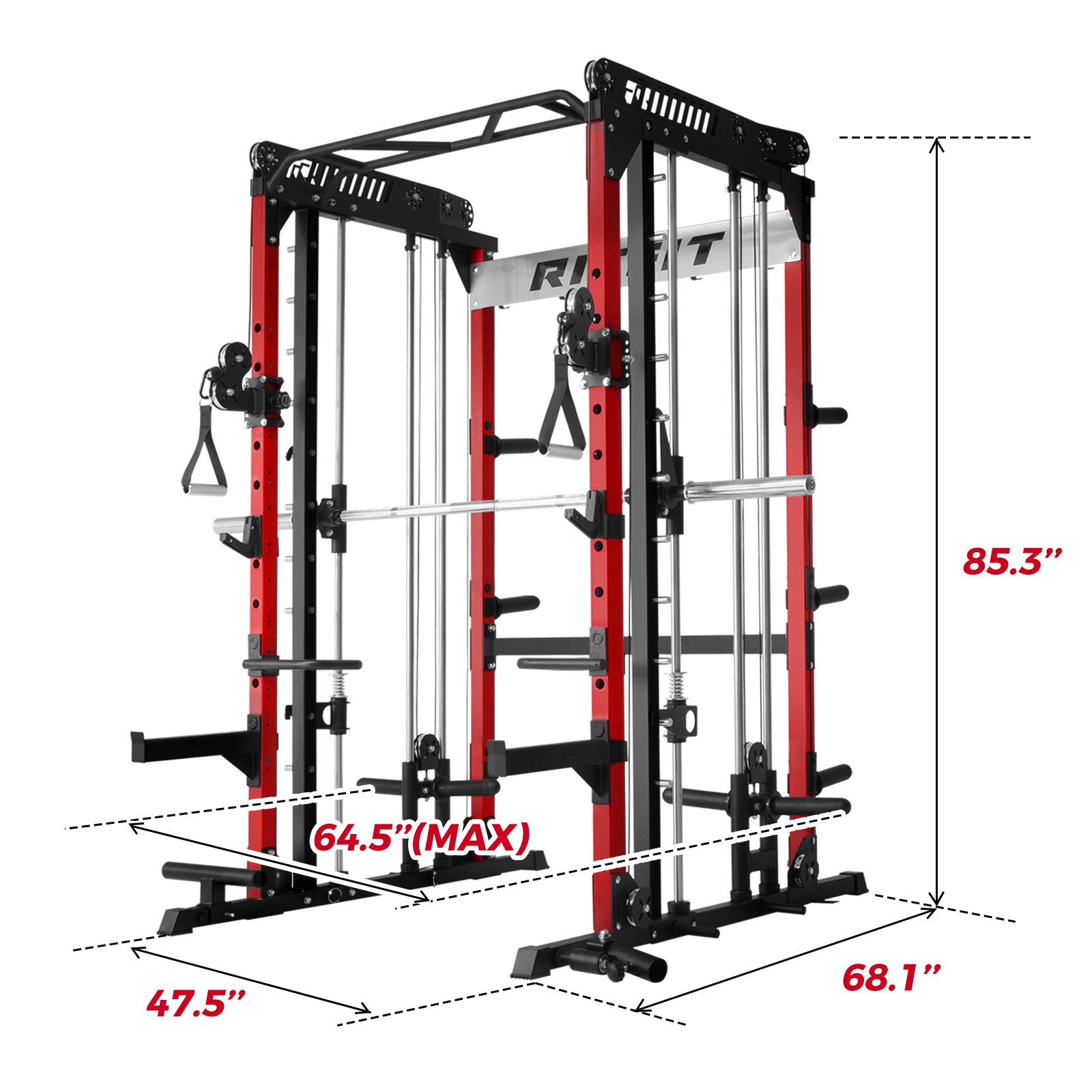 RitFit M1 Multi Functional Smith Machine 2.0 with Cable Crossover Syst