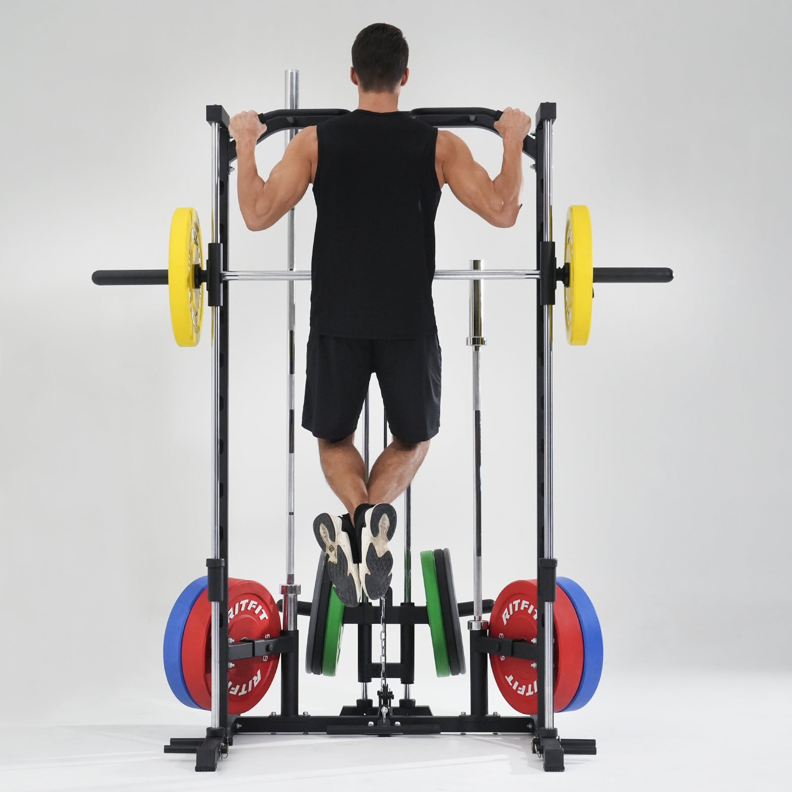 RitFit PSR05 2.0 Multifunctional Smith Machine Power Rack with LAT-Pull Down System