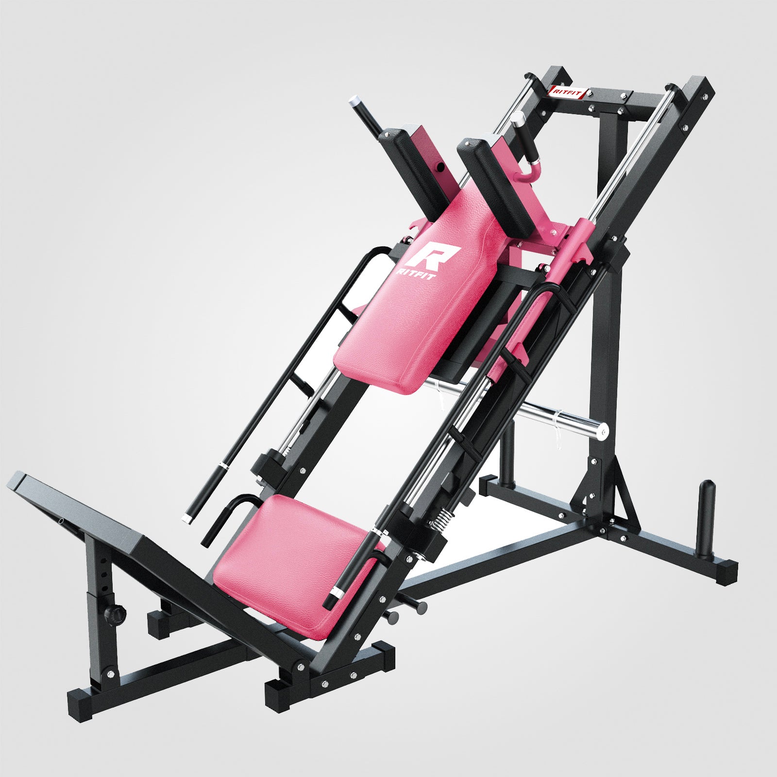 RitFit BLP01 45 Degree 3-In-1 Leg Press Hack Squat and Calf Raise Machine - Pink