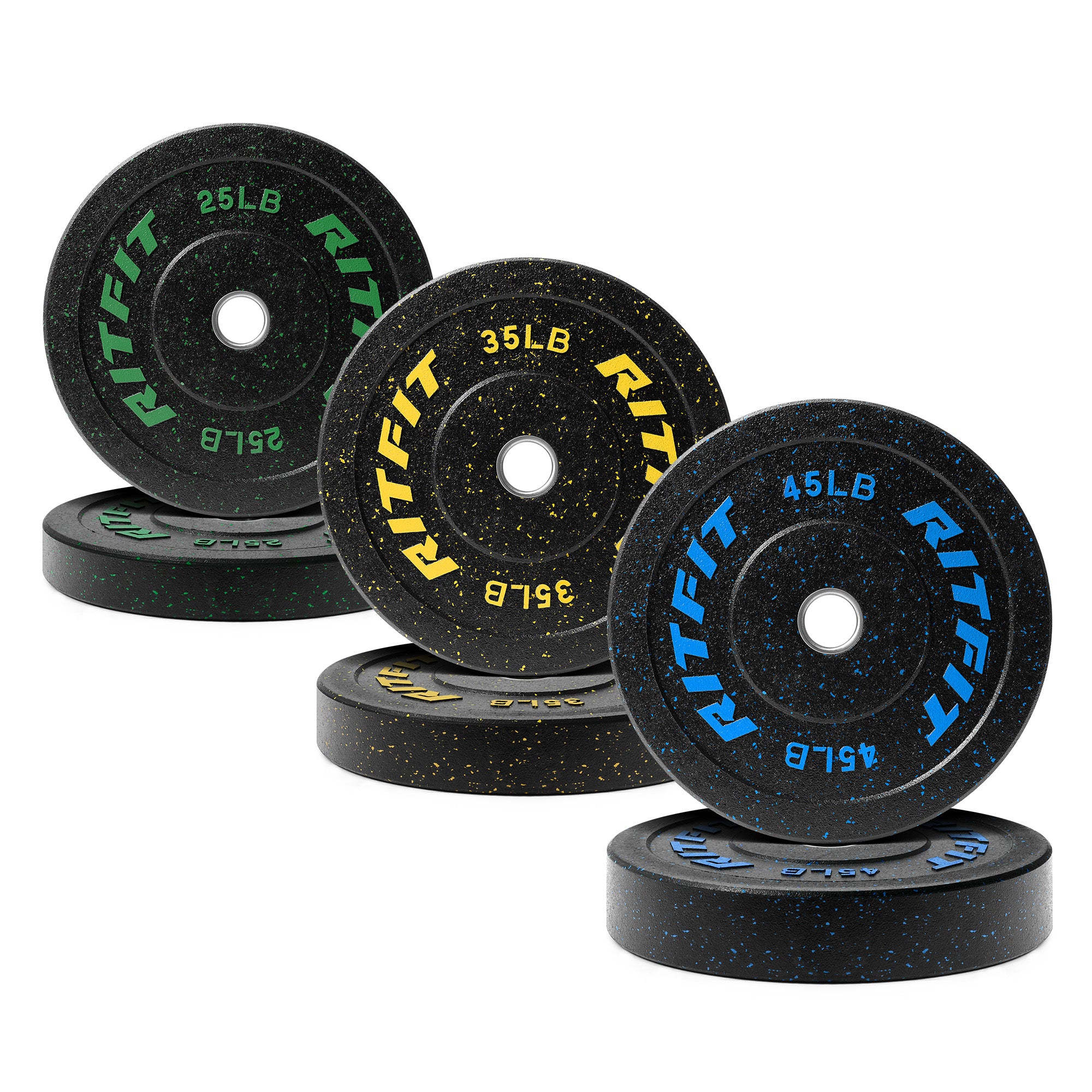 RitFit Fleck Bumper Plates 2-Inch Olympic Rubber Weight Plates - RitFit