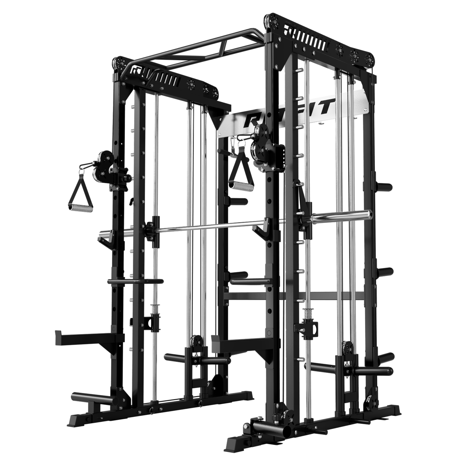 RitFit M1 Multi-Functional Smith Machine 2.0 with Cable Crossover System and Squat Rack for Home Gym