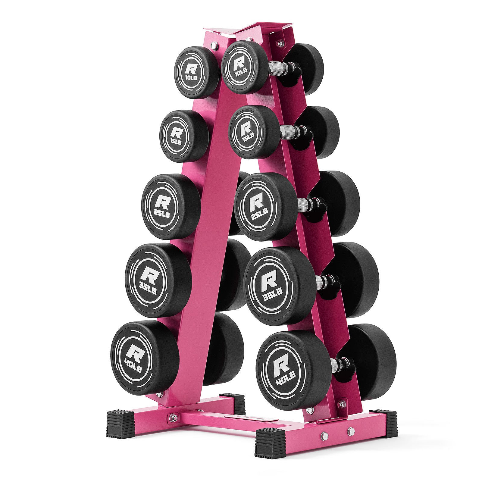 RitFit PVC-Coated Round Head Dumbbells Set with Rack