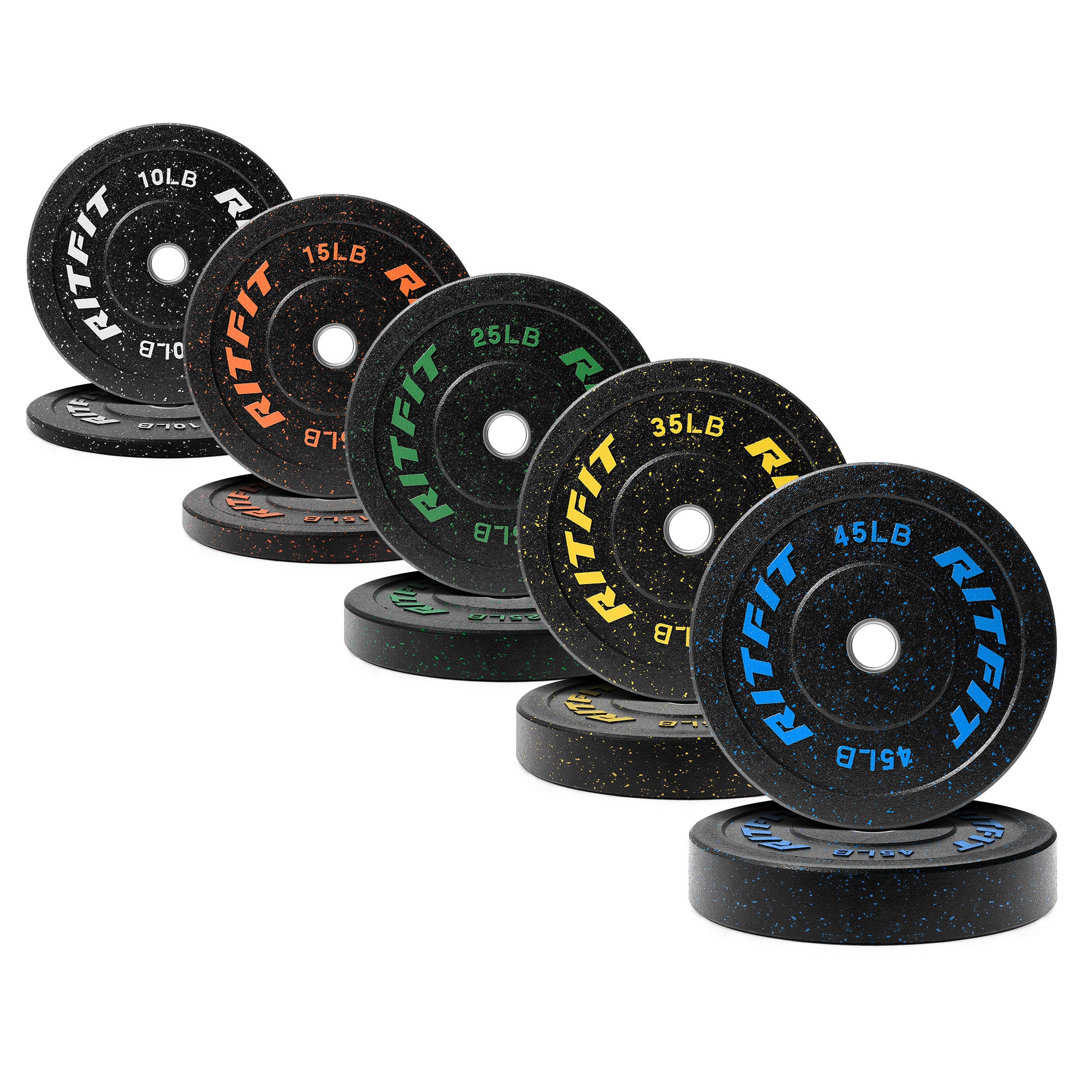 RitFit Fleck Bumper Plates 2-Inch Olympic Rubber Weight Plates - RitFit