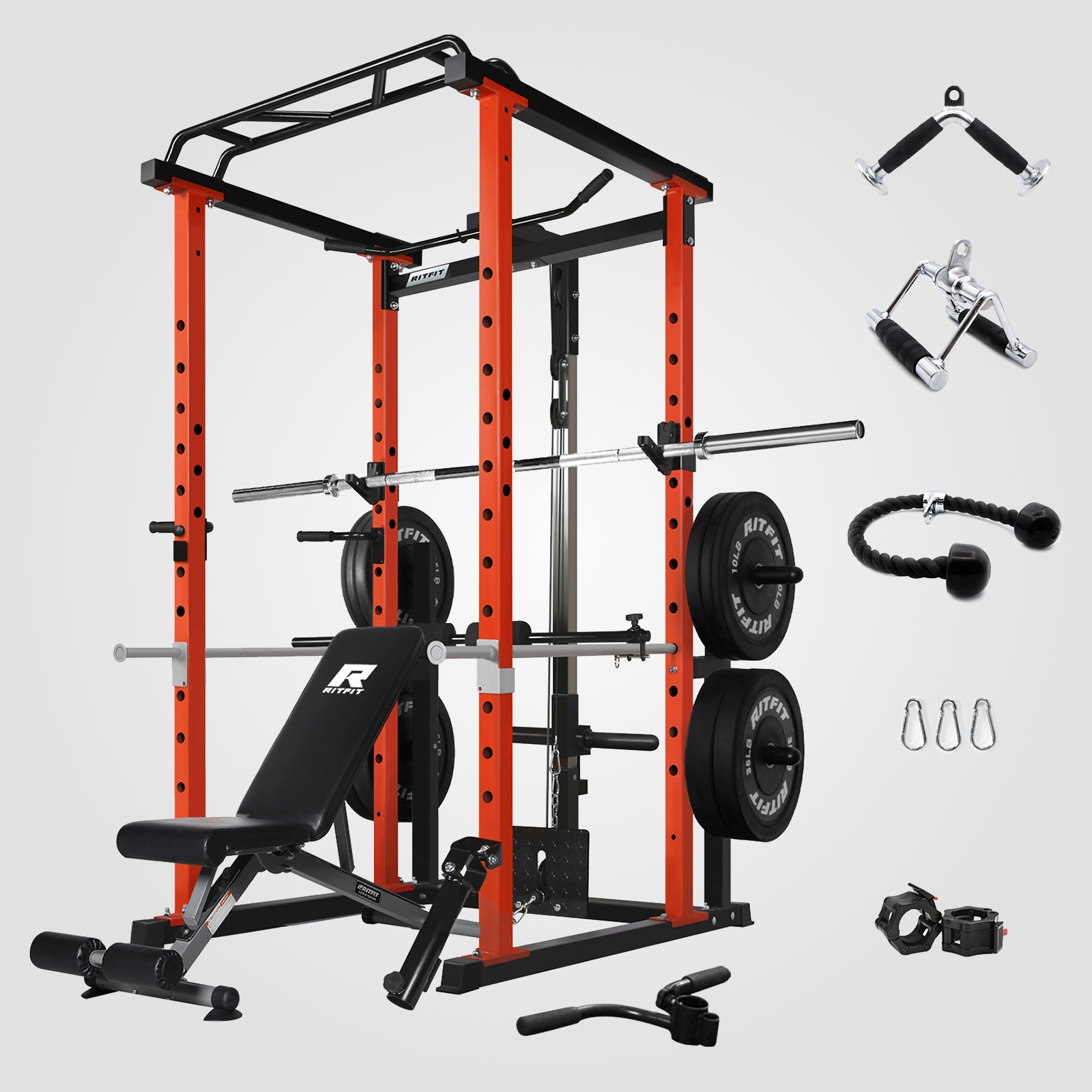 RitFit PPC02 Power Cage Home Gym Package with Optional LAT PullDown Attachment