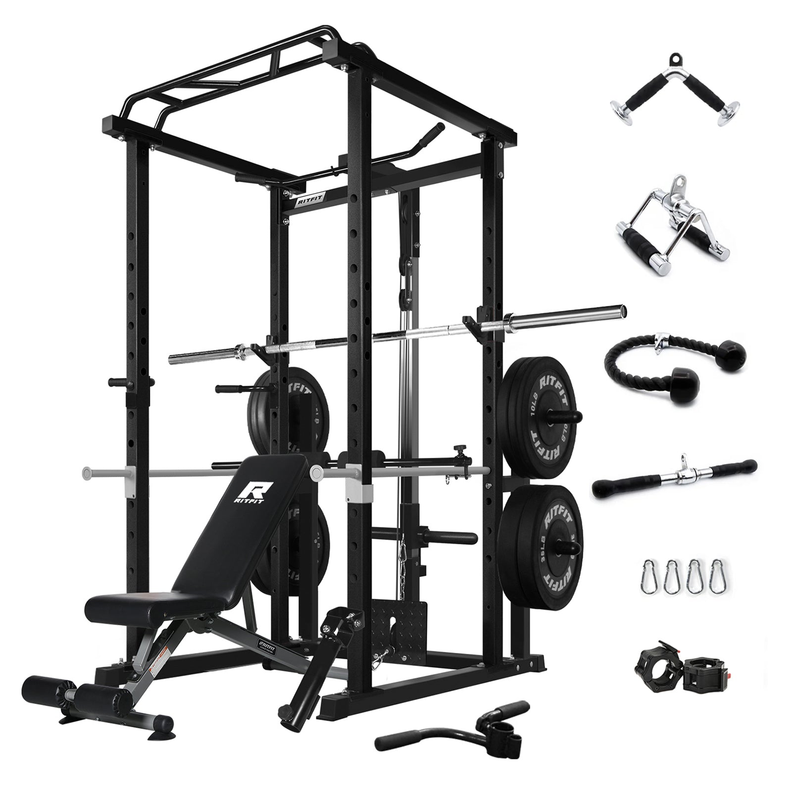 RitFit PPC02 Power Cage Home Gym Package with Optional LAT PullDown Attachment