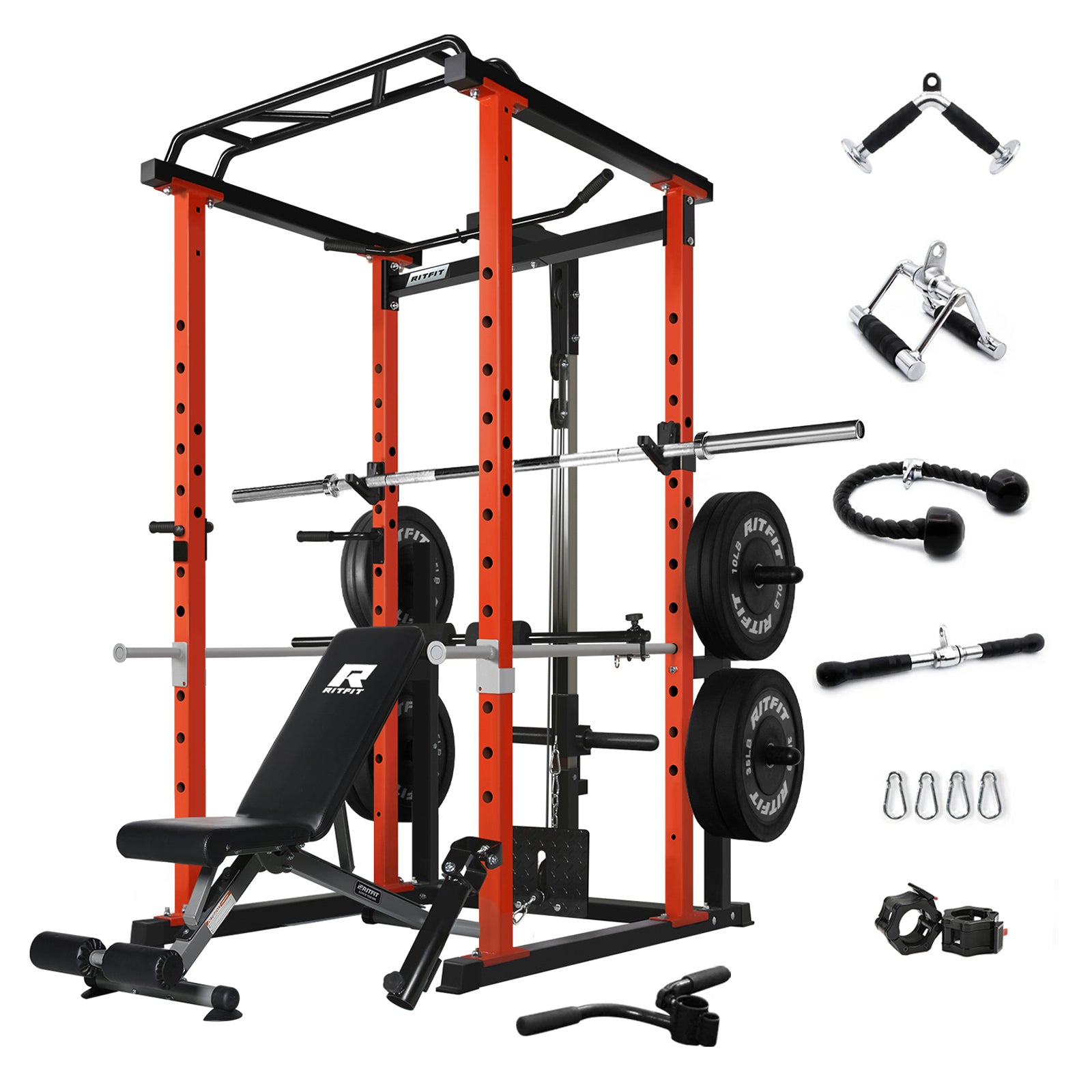 RitFit PPC02 Power Cage Home Gym Package with Optional LAT PullDown Attachment