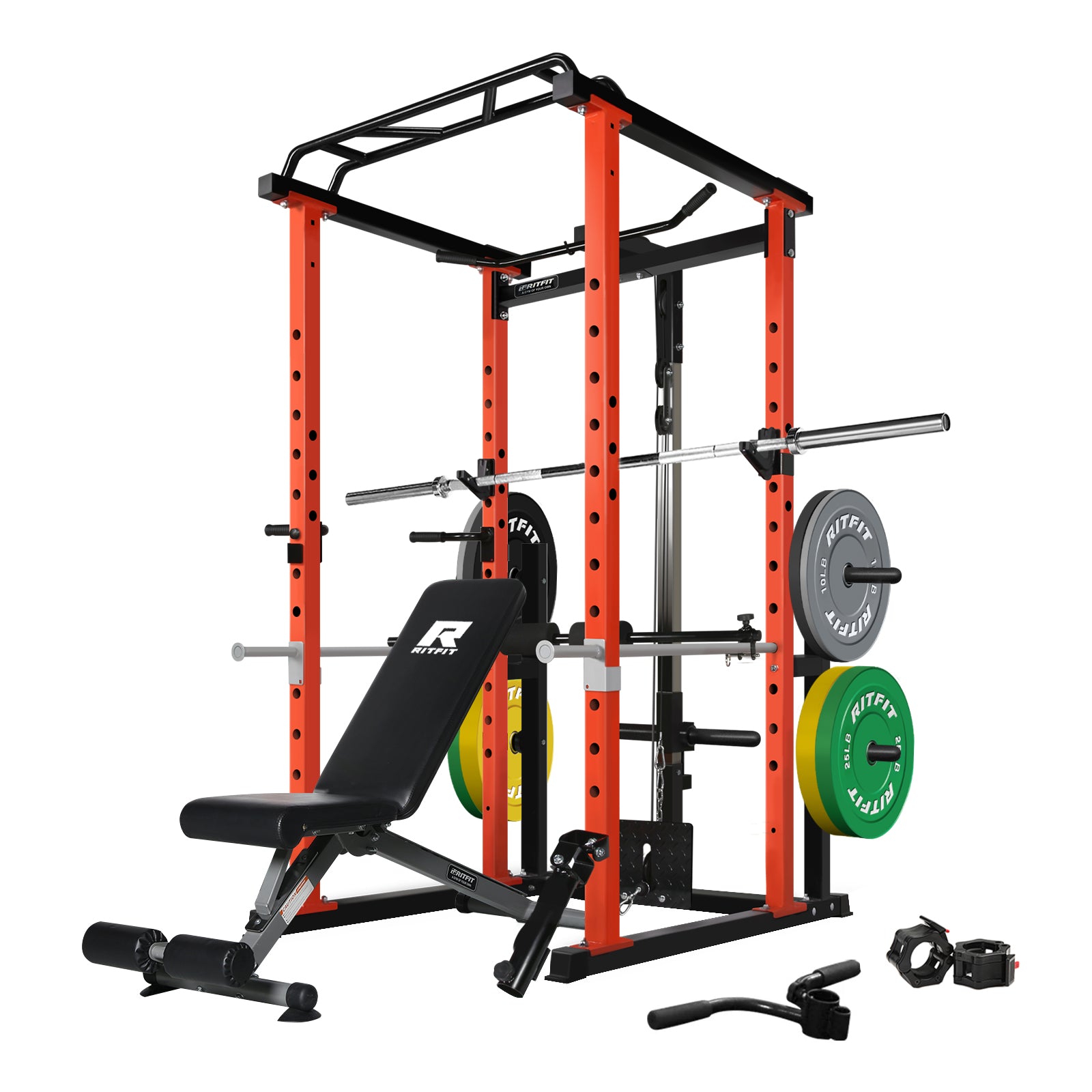 RitFit PPC02 Power Cage Home Gym Package with Optional LAT PullDown Attachment