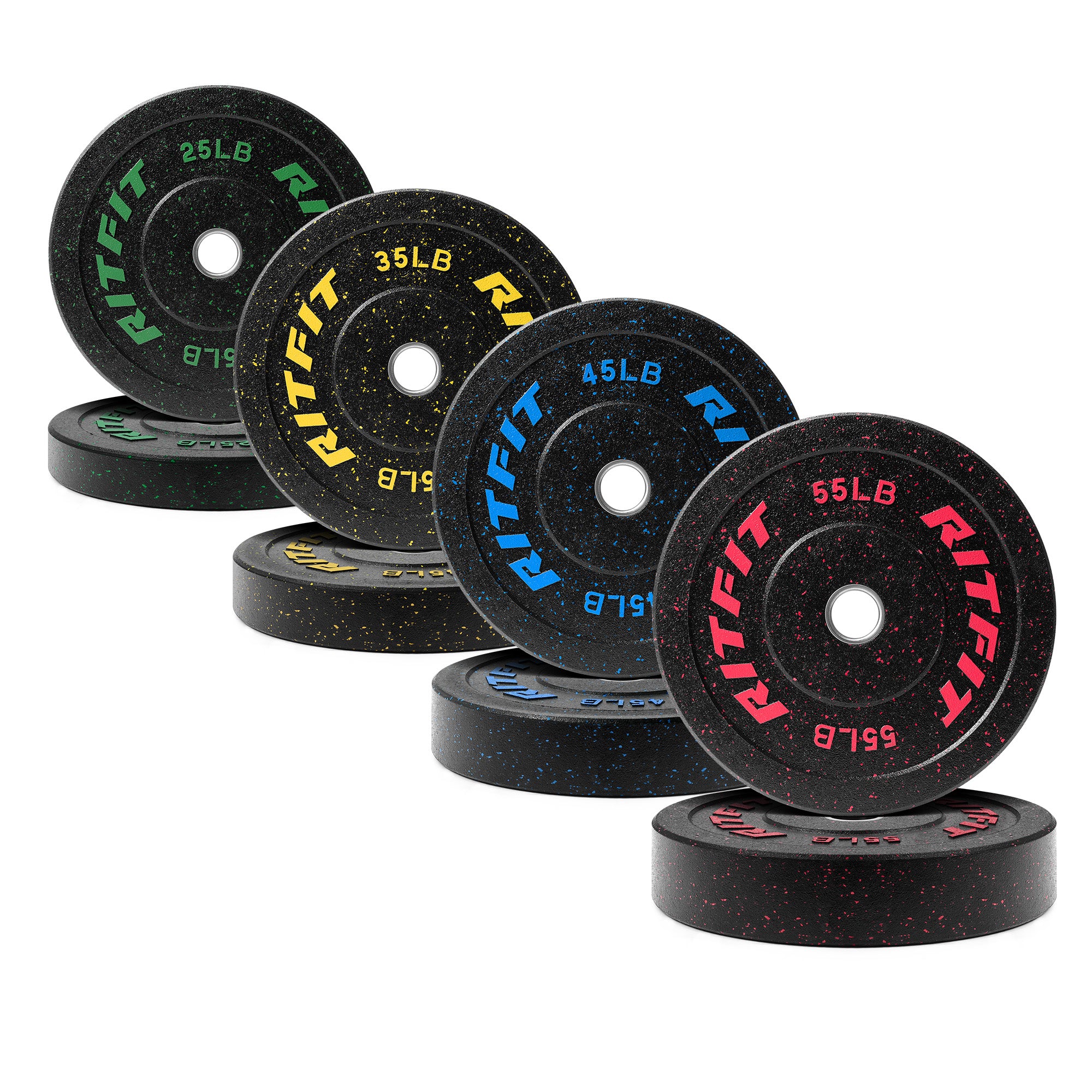 RitFit Fleck Bumper Plates 2-Inch Olympic Rubber Weight Plates - RitFit