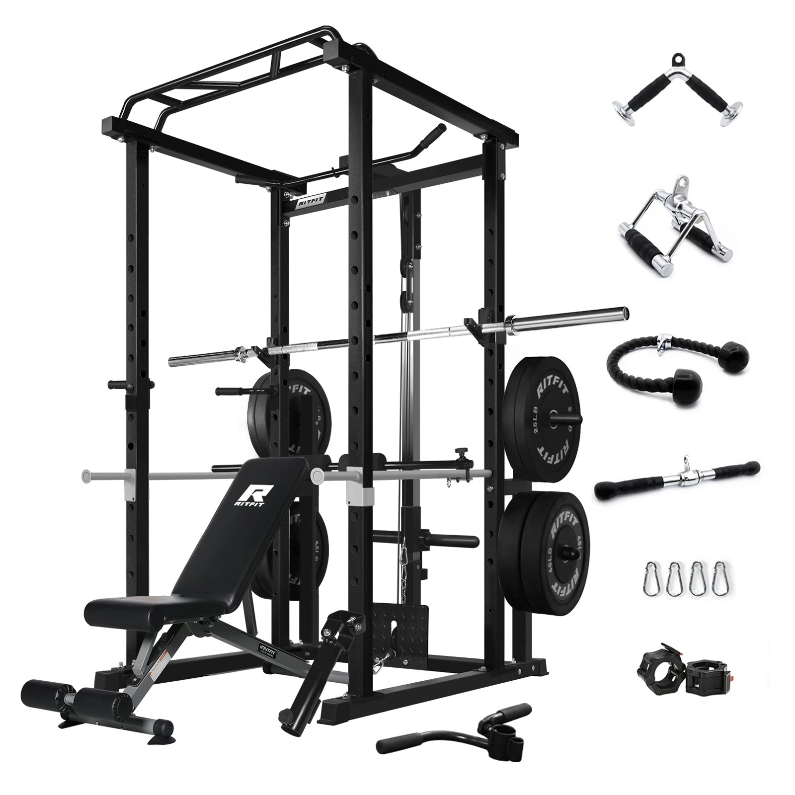 RitFit PPC02 Power Cage Home Gym Package with Optional LAT PullDown Attachment