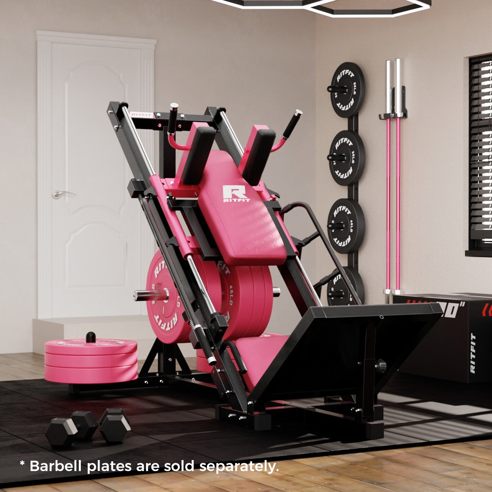 RitFit BLP01 45 Degree 3-In-1 Leg Press Hack Squat and Calf Raise Machine