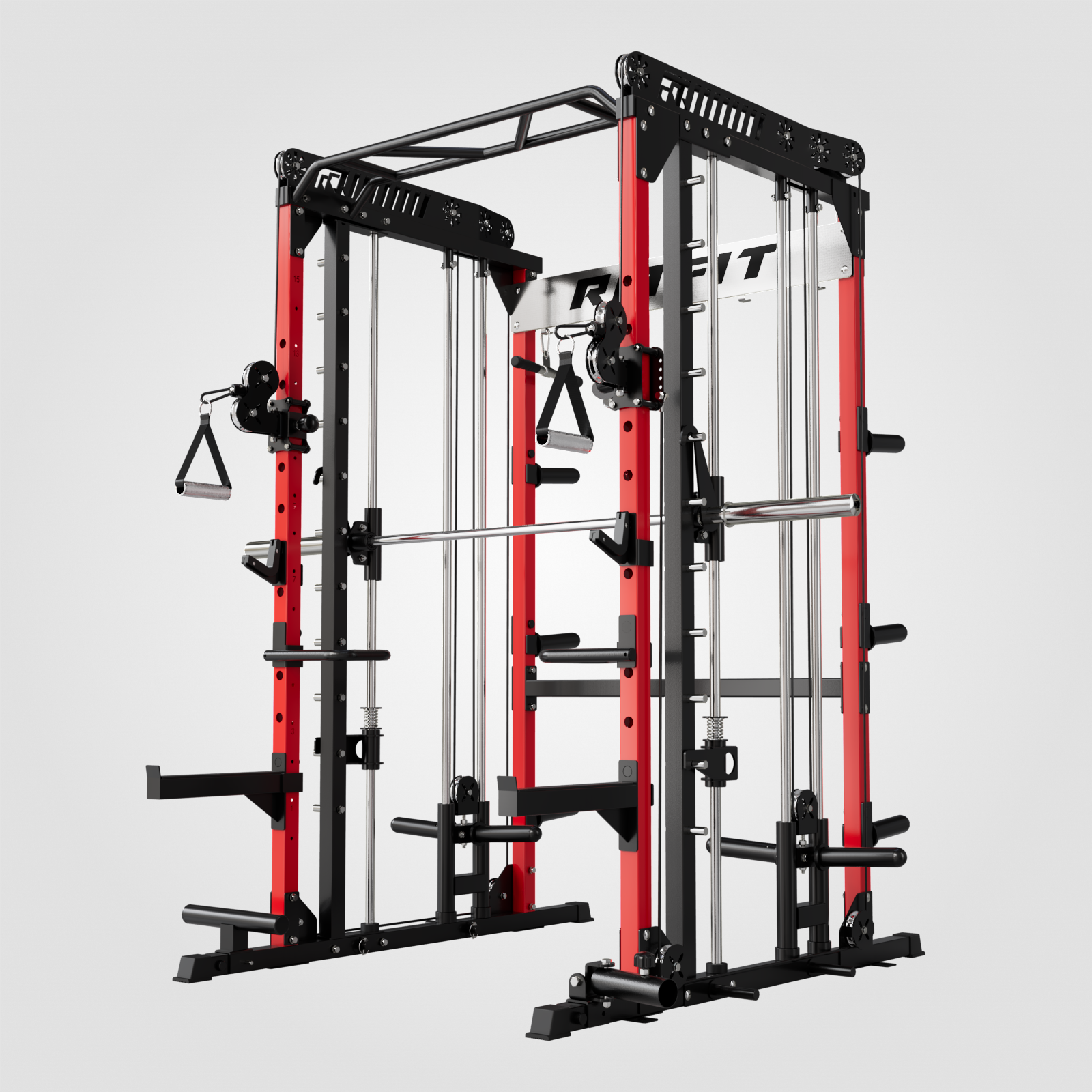 RitFit M1 Multi-Functional Smith Machine 2.0 with Cable Crossover System and Squat Rack for Home Gym