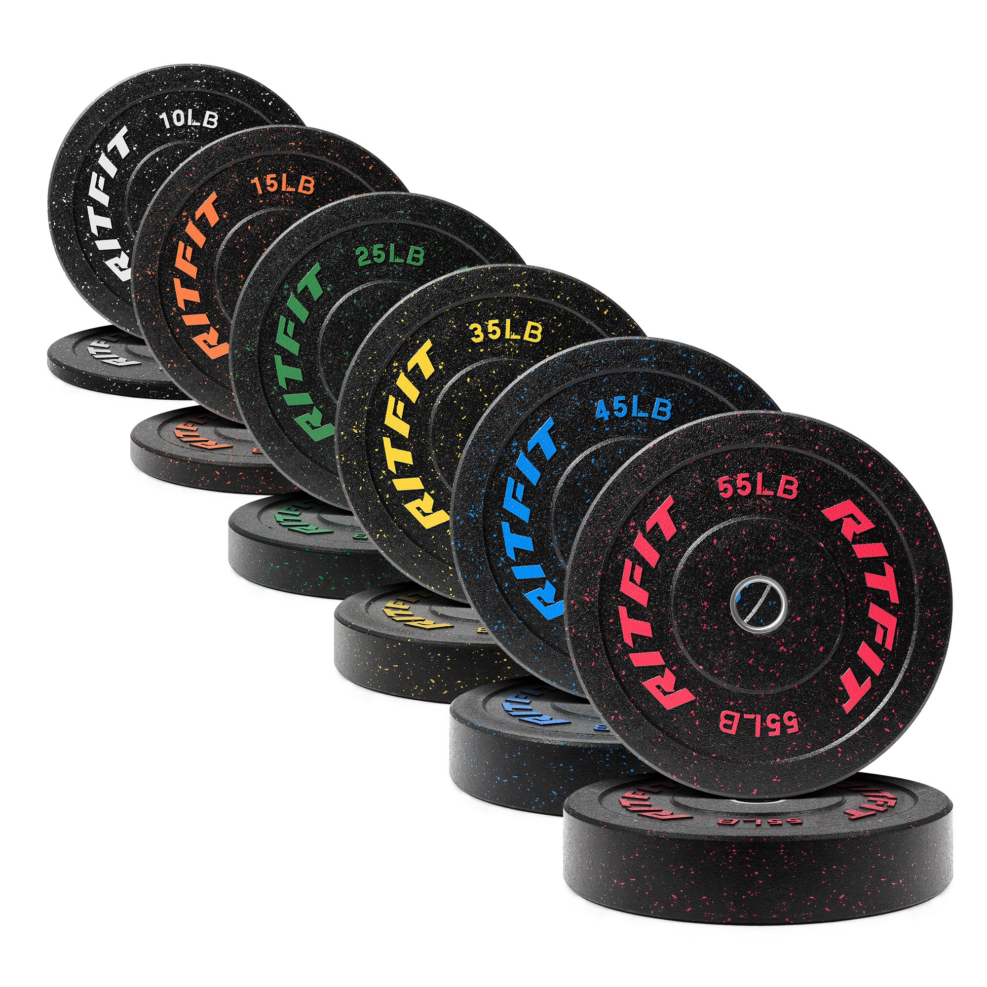 RitFit Fleck Bumper Plates 2-Inch Olympic Rubber Weight Plates - RitFit