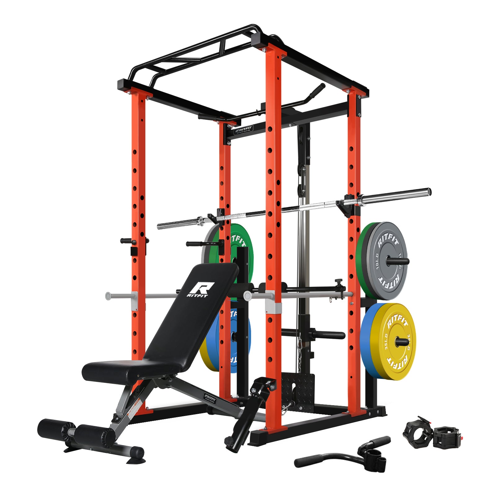 RitFit PPC02 Power Cage Home Gym Package with Optional LAT PullDown Attachment