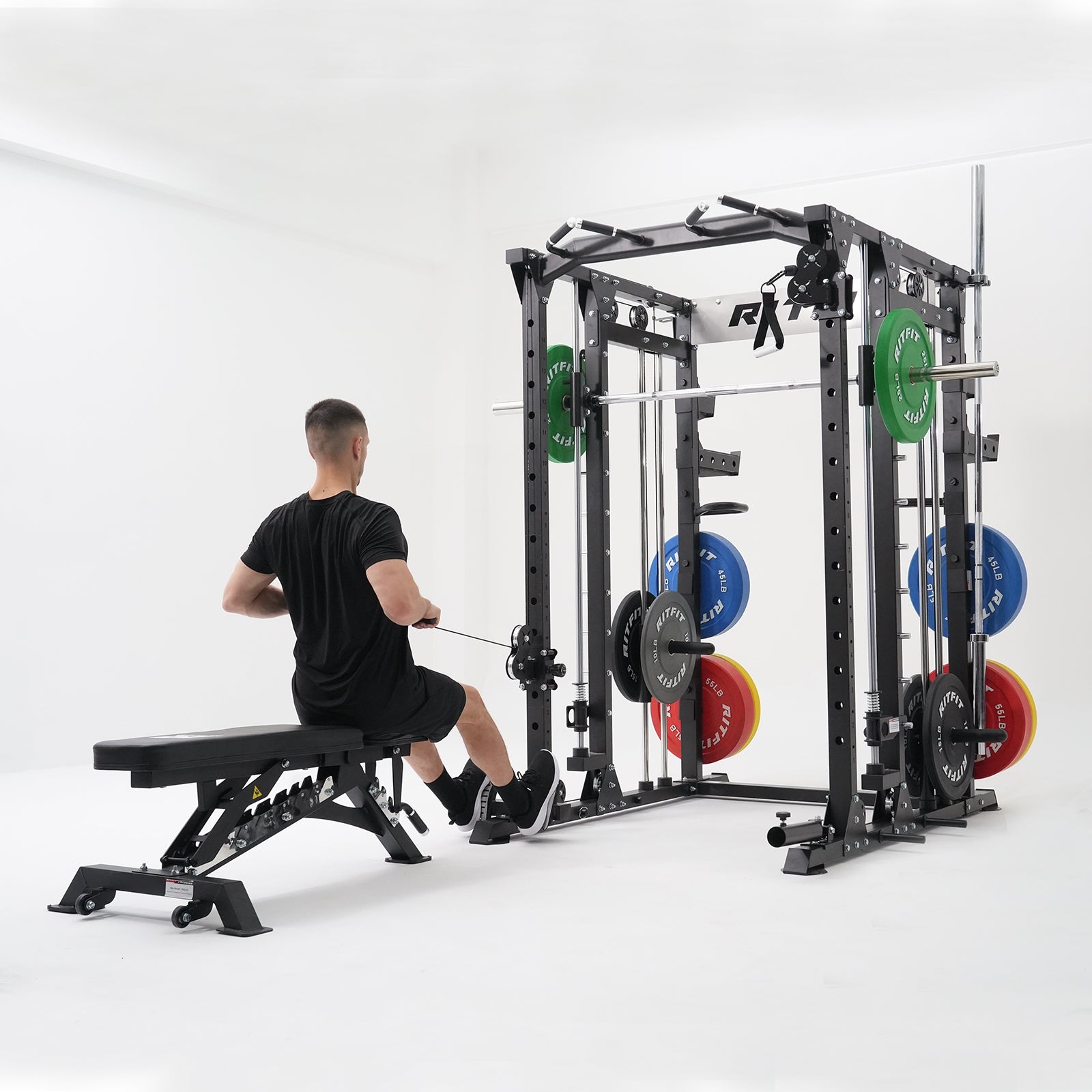 RitFit BUFFALO Multifunctional Smith Machine with Lat Pull Down and Cable Crossover for Versatile Strength Training