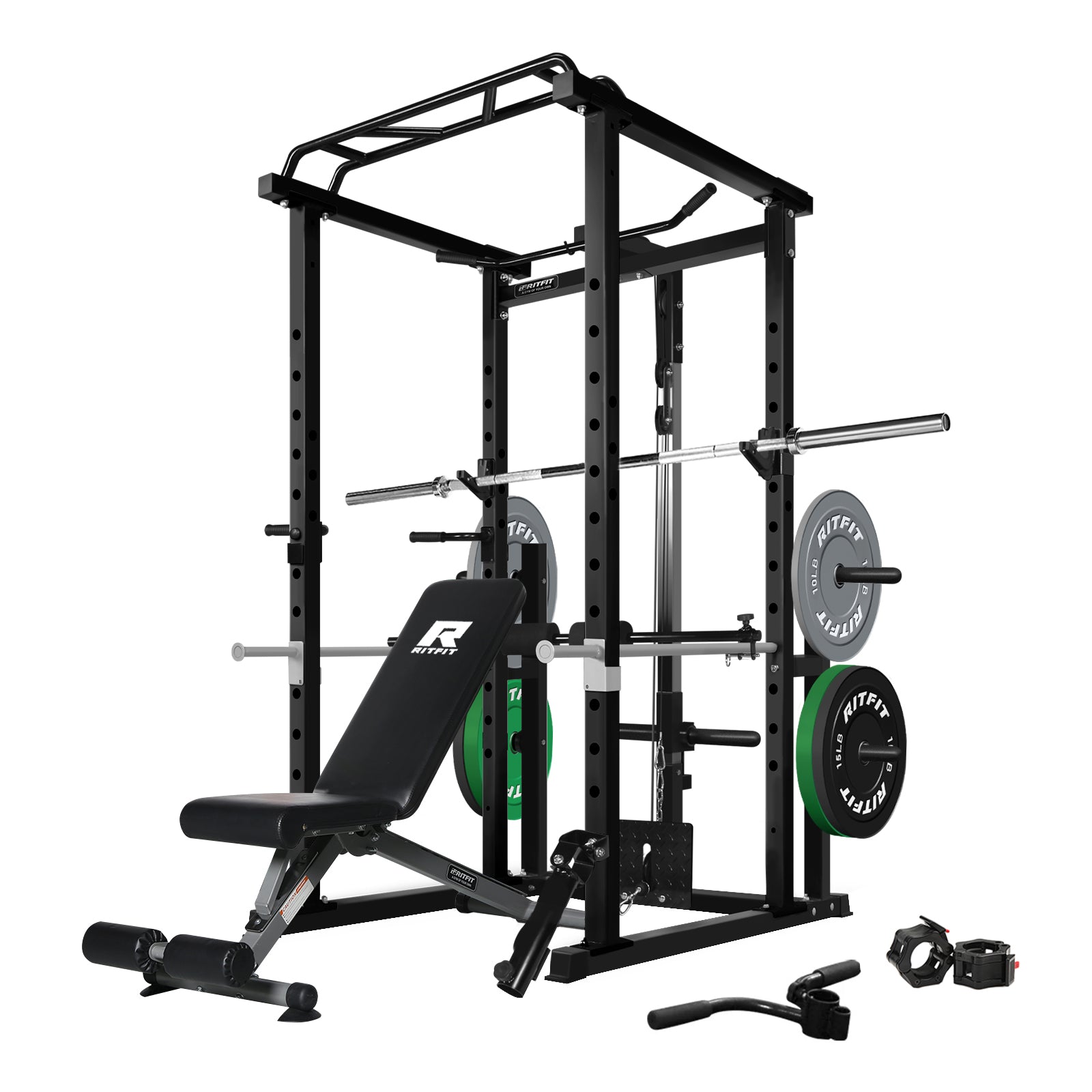 RitFit PPC02 Power Cage Home Gym Package with Optional LAT PullDown Attachment