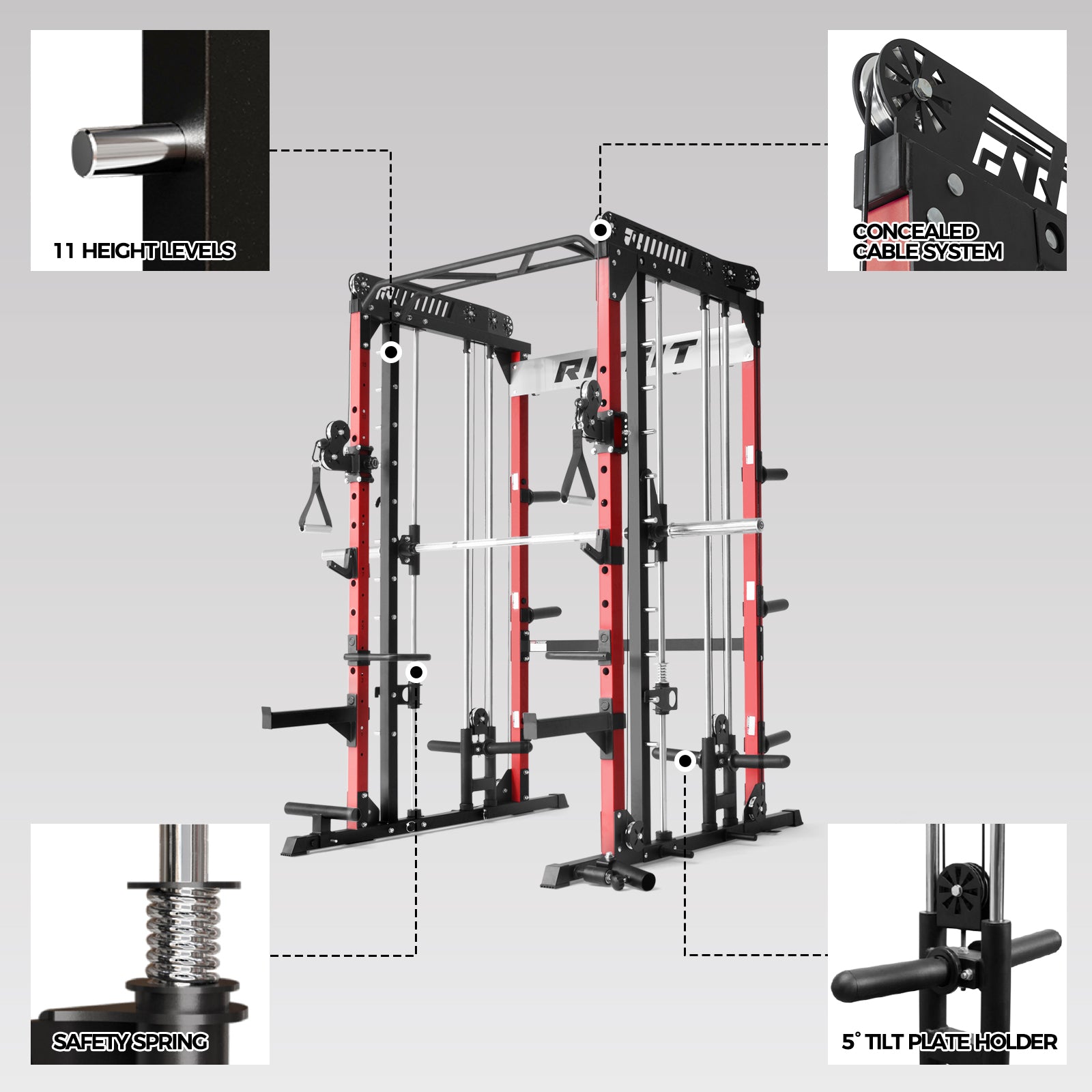 RitFit M1 Smith Machine Home Gym Package with adjustable safety catches