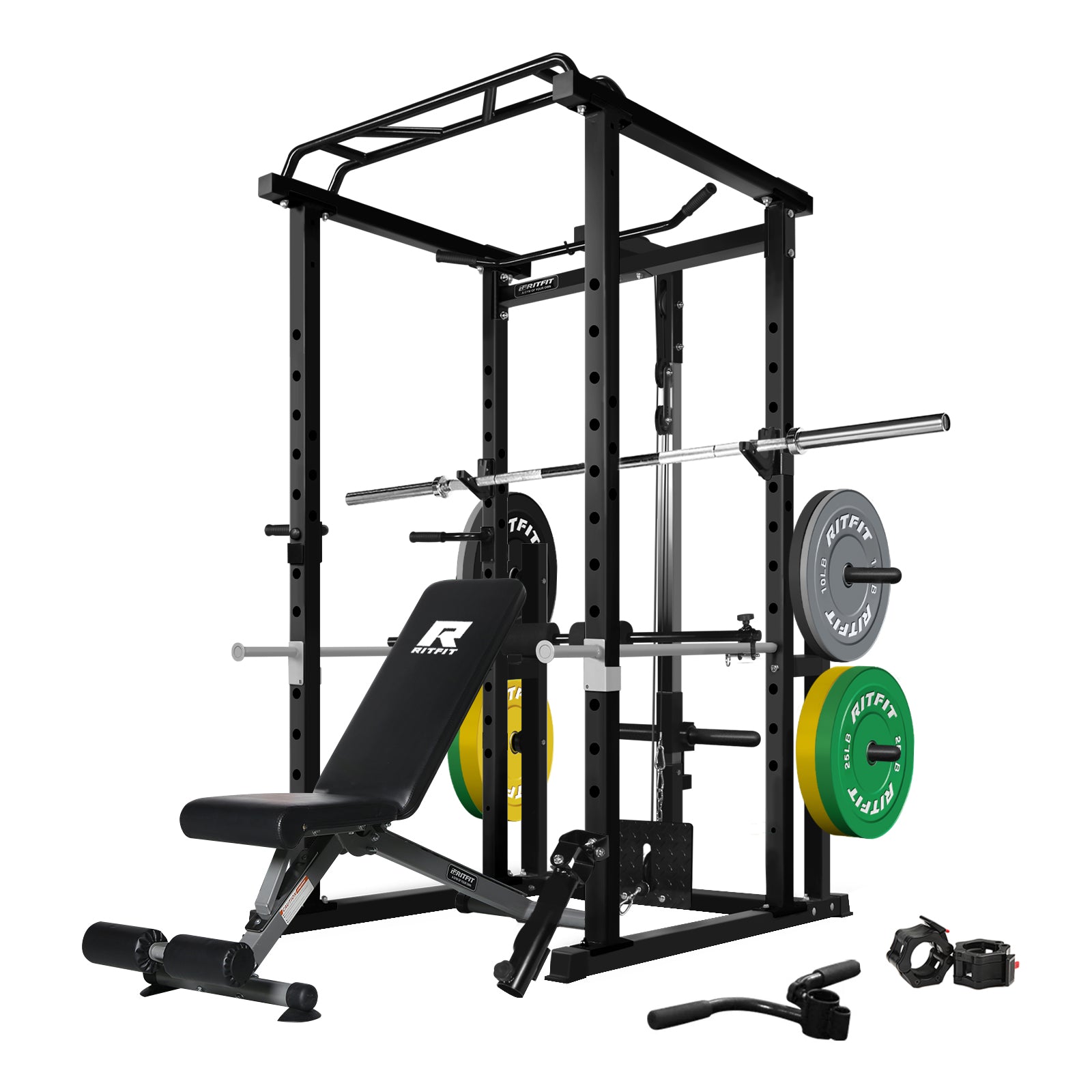 RitFit PPC02 Power Cage Home Gym Package with Optional LAT PullDown Attachment