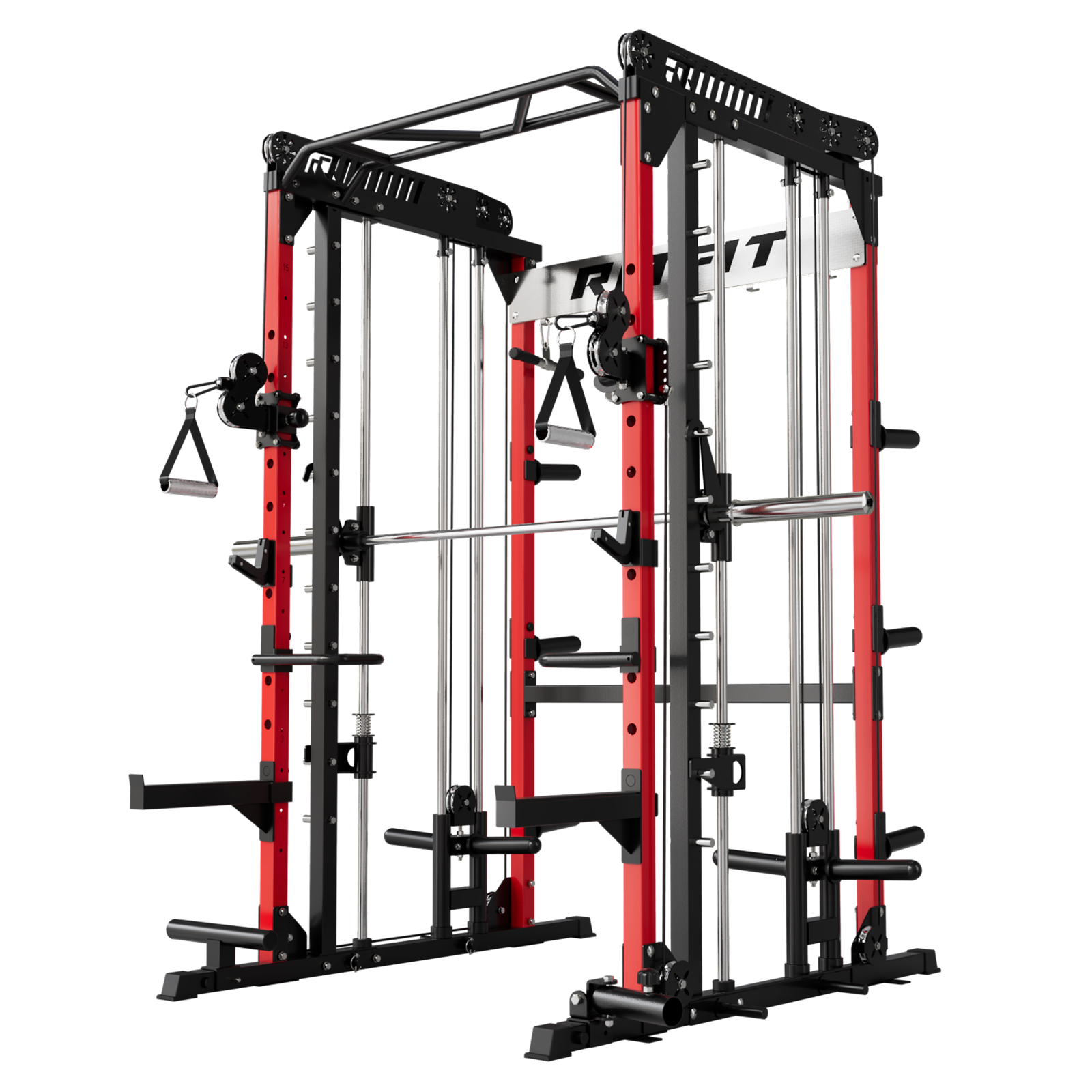 RitFit M1 Multi-Functional Smith Machine 2.0 with Cable Crossover System and Squat Rack for Home Gym