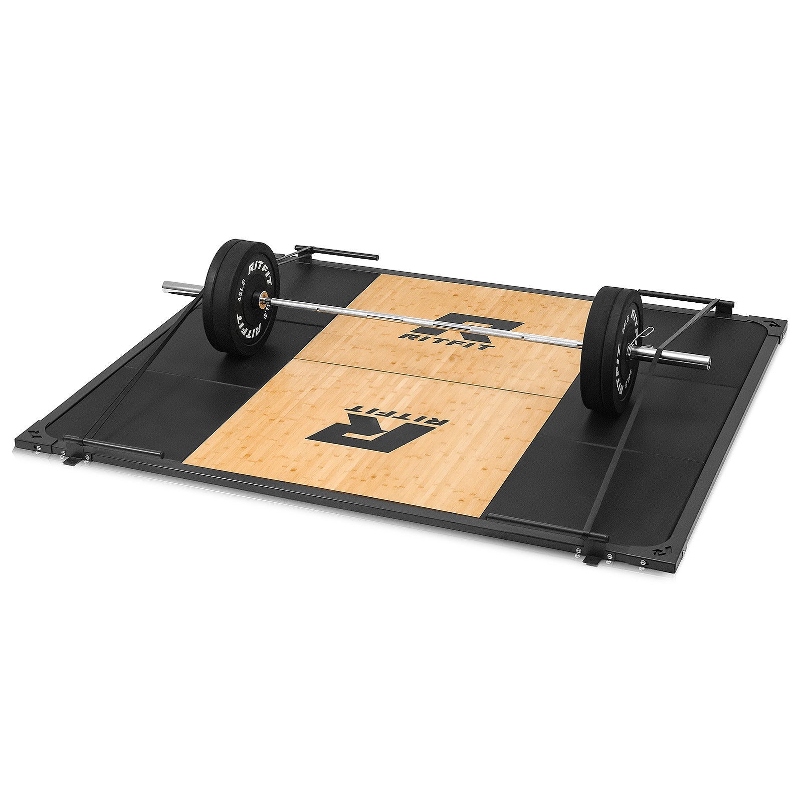 RitFit WLP01 Weightlifting Deadlift Platform Steel and Bamboo With Band Pegs - RitFit