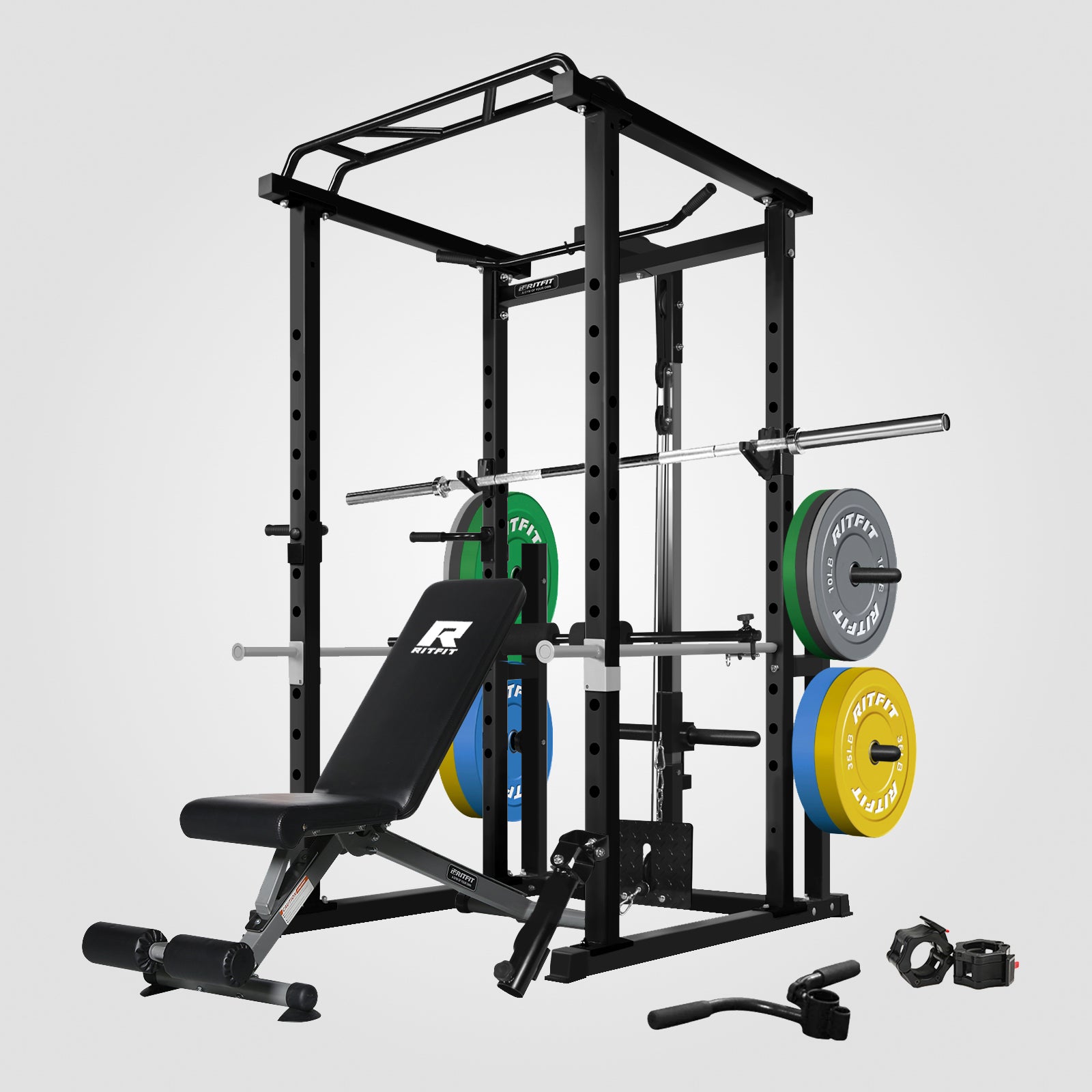 RitFit PPC02 Power Cage Home Gym Package with Optional LAT PullDown Attachment