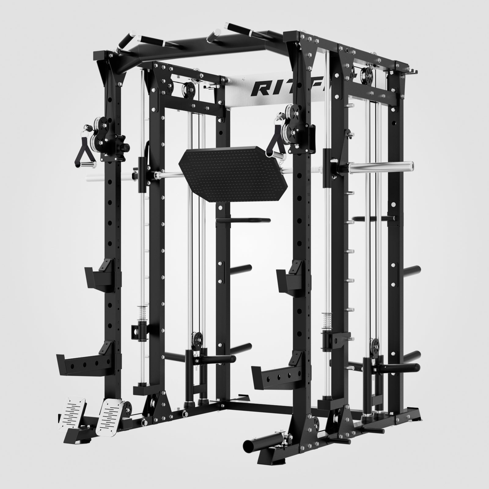 RitFit BUFFALO Multifunctional Smith Machine with Lat Pull Down and Cable Crossover for Versatile Strength Training