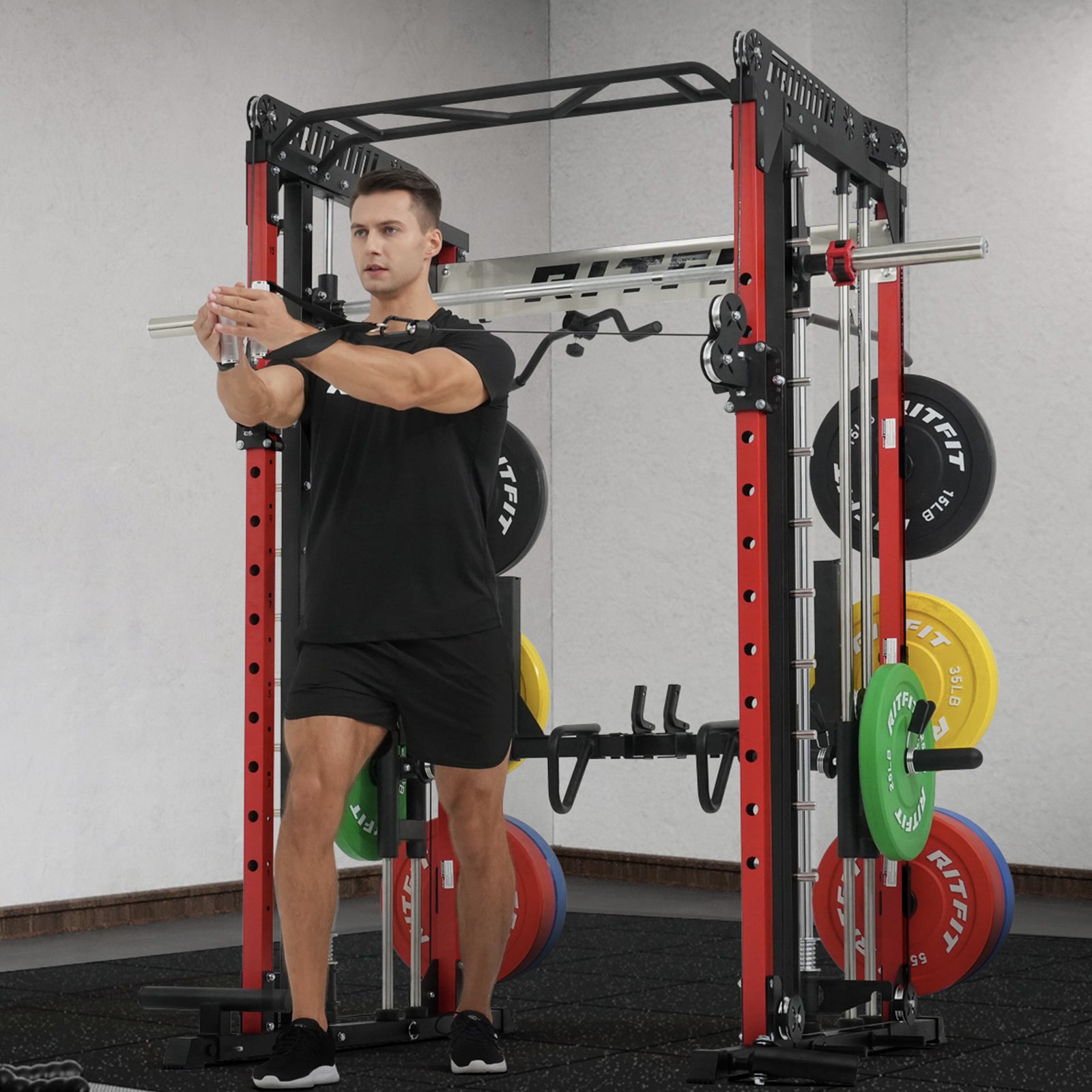 RitFit M1 Smith Machine Home Gym Package for Chest Flyes