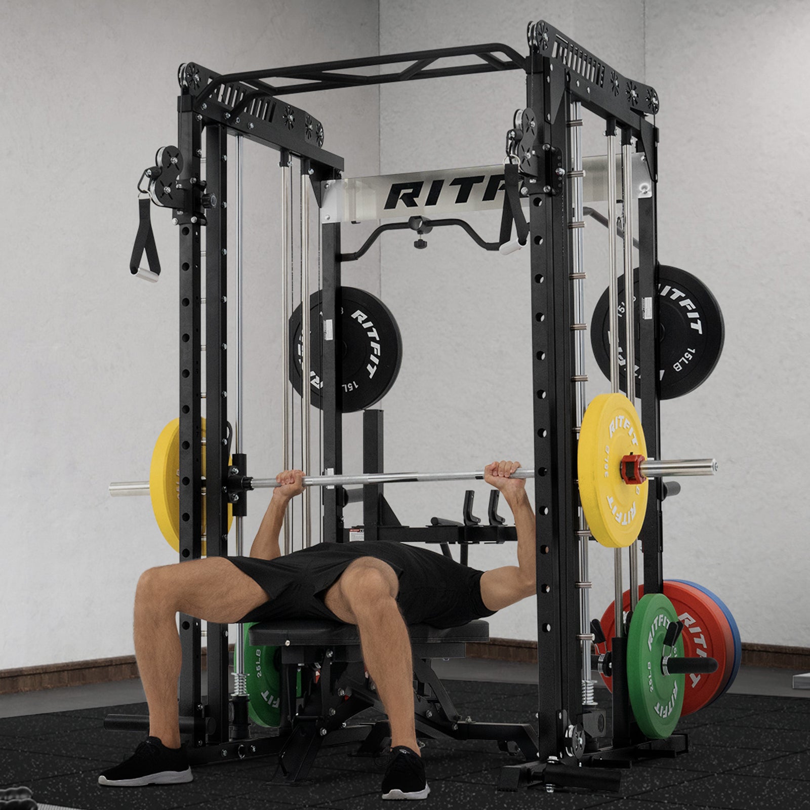 RitFit M1 Smith Machine Home Gym Package for Bench Press