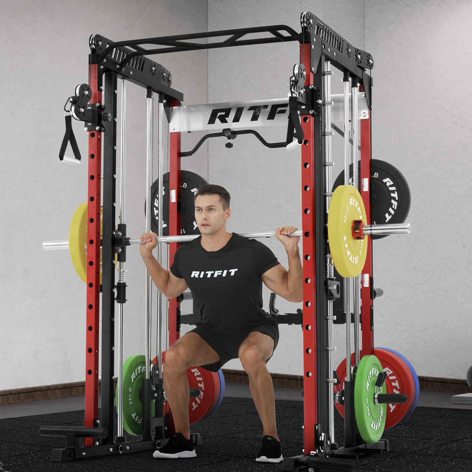 RitFit M1 Multi Functional Smith Machine 2.0 with Cable Crossover Syst