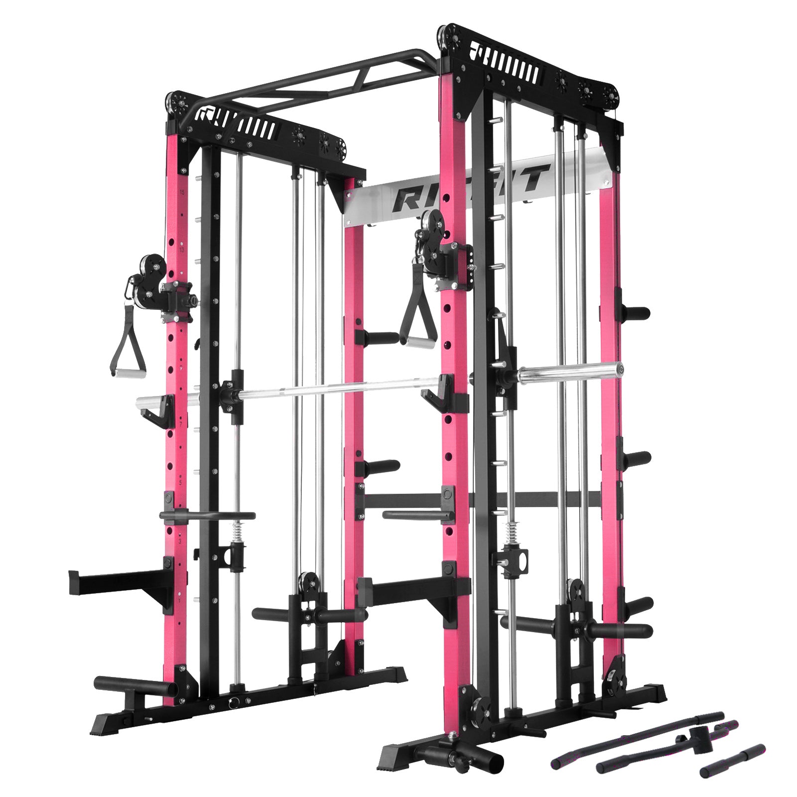 RitFit M1 Multi-Functional Smith Machine 2.0 with Cable Crossover System and Squat Rack for Home Gym