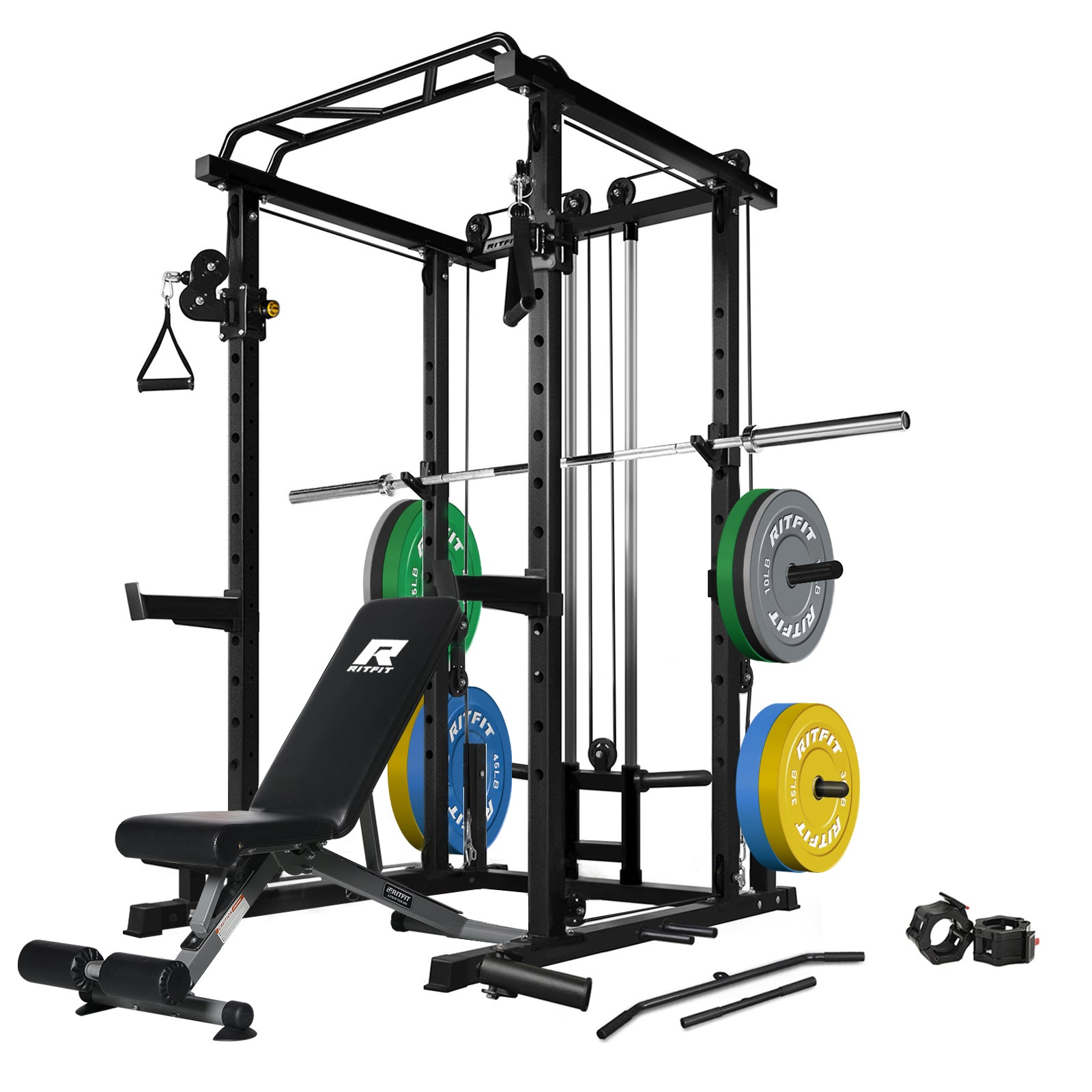 RitFit PPC03 Power Cage Home Gym Package with cable crossover system