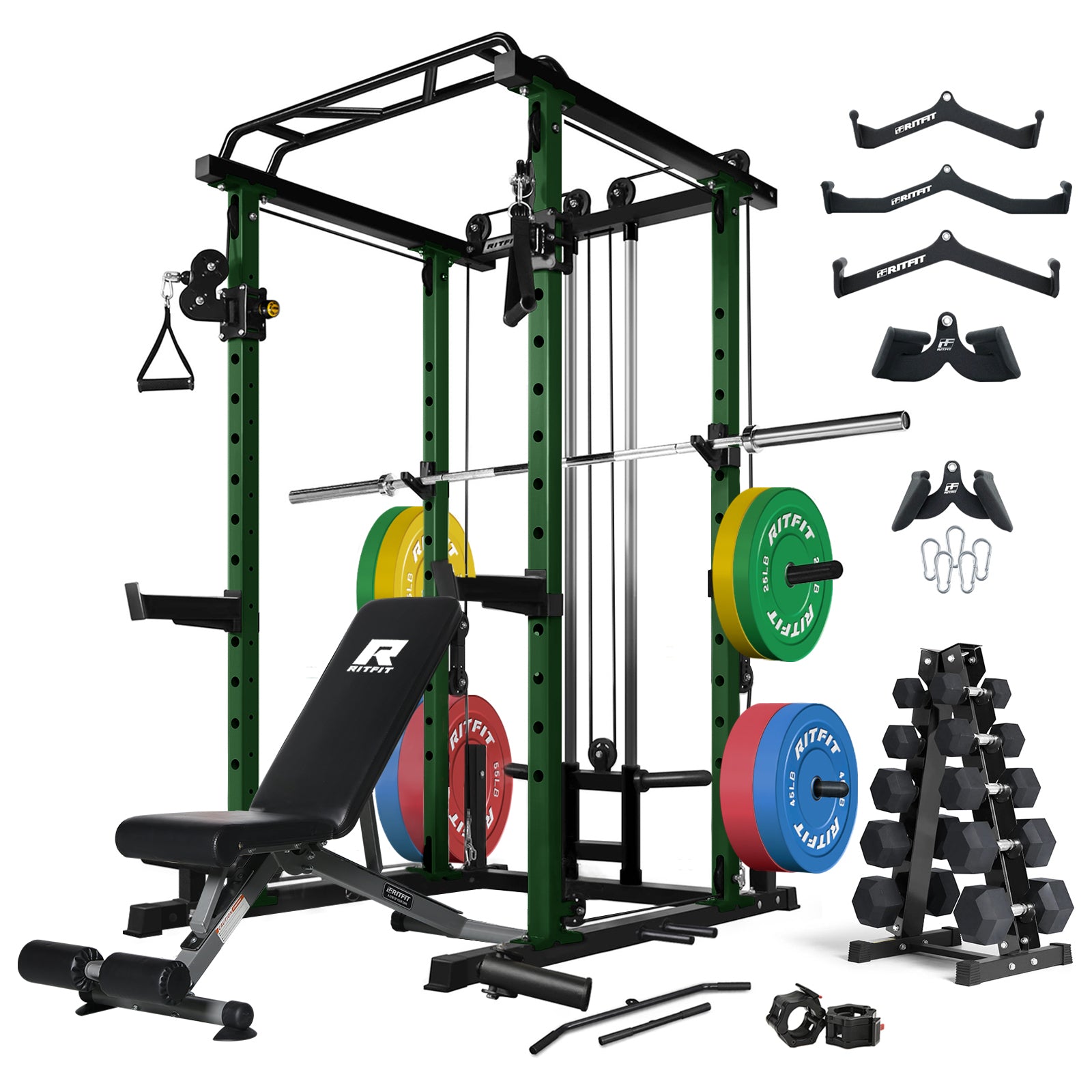 RitFit PPC03 Power Cage Home Gym Package with cable crossover