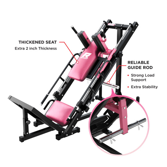 RitFit BLP01 45 Degree 3-In-1 Leg Press Hack Squat and Calf Raise Machine - Pink