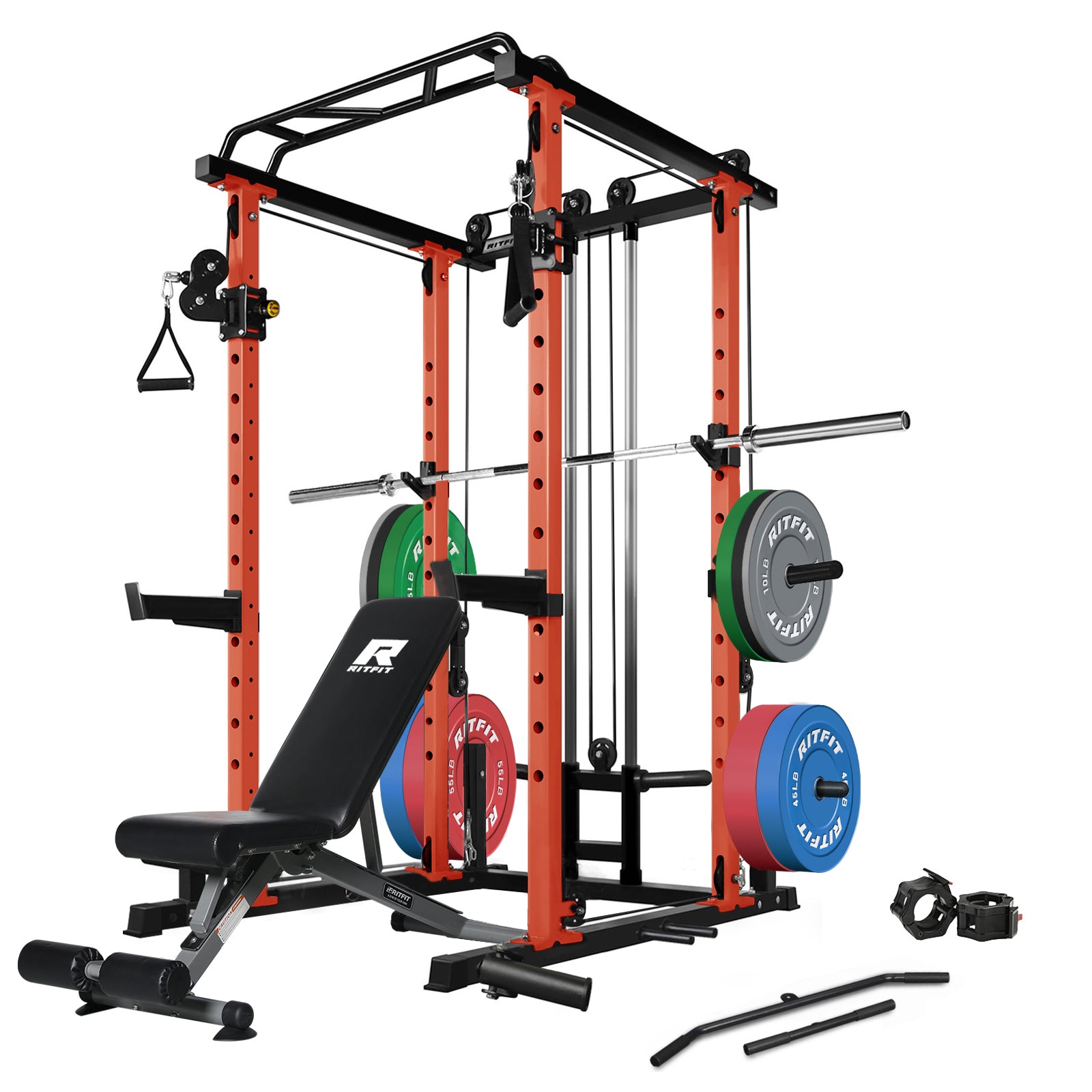 RitFit PPC03 Power Cage Home Gym Package with Adjustable Cable System